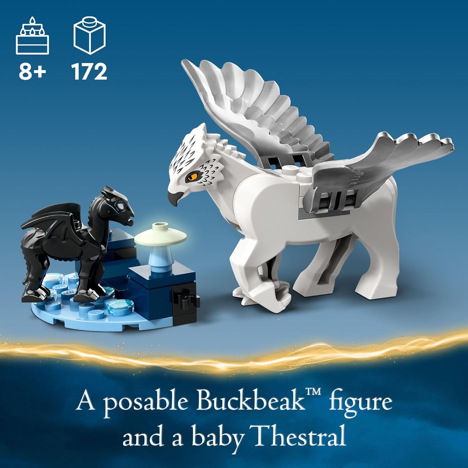 LEGO 76432 Harry Potter Forbidden Forest: Magical Creatures, Glow in The Dark Toy for Kids with Buckbeak and Thestral Fantasy Animal Figures.