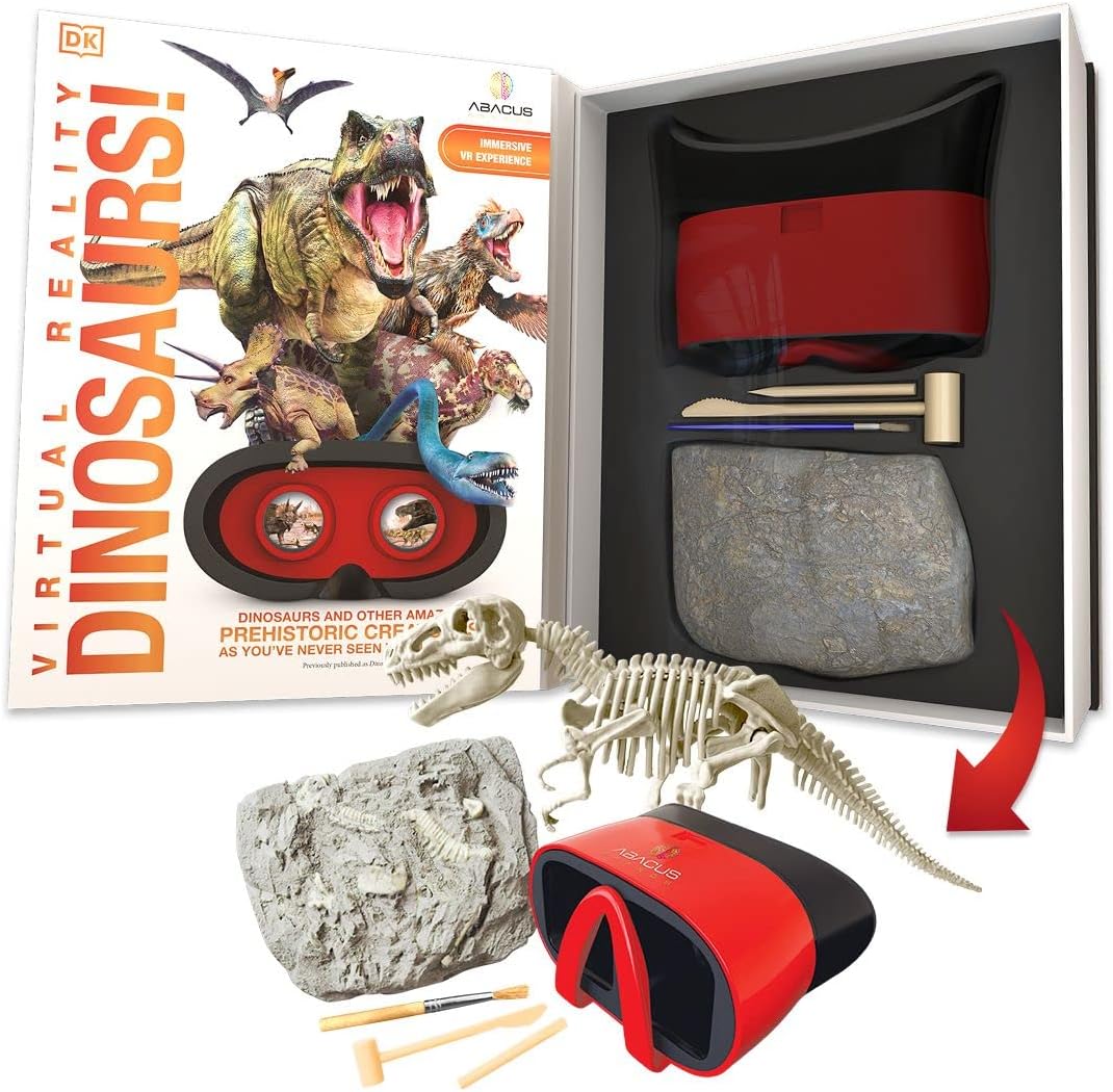 Abacus Brands Virtual Reality Dinosaurs Gift Box - Illustrated Interactive VR Book and STEM Learning Activity Set - for Ages 8 and Up