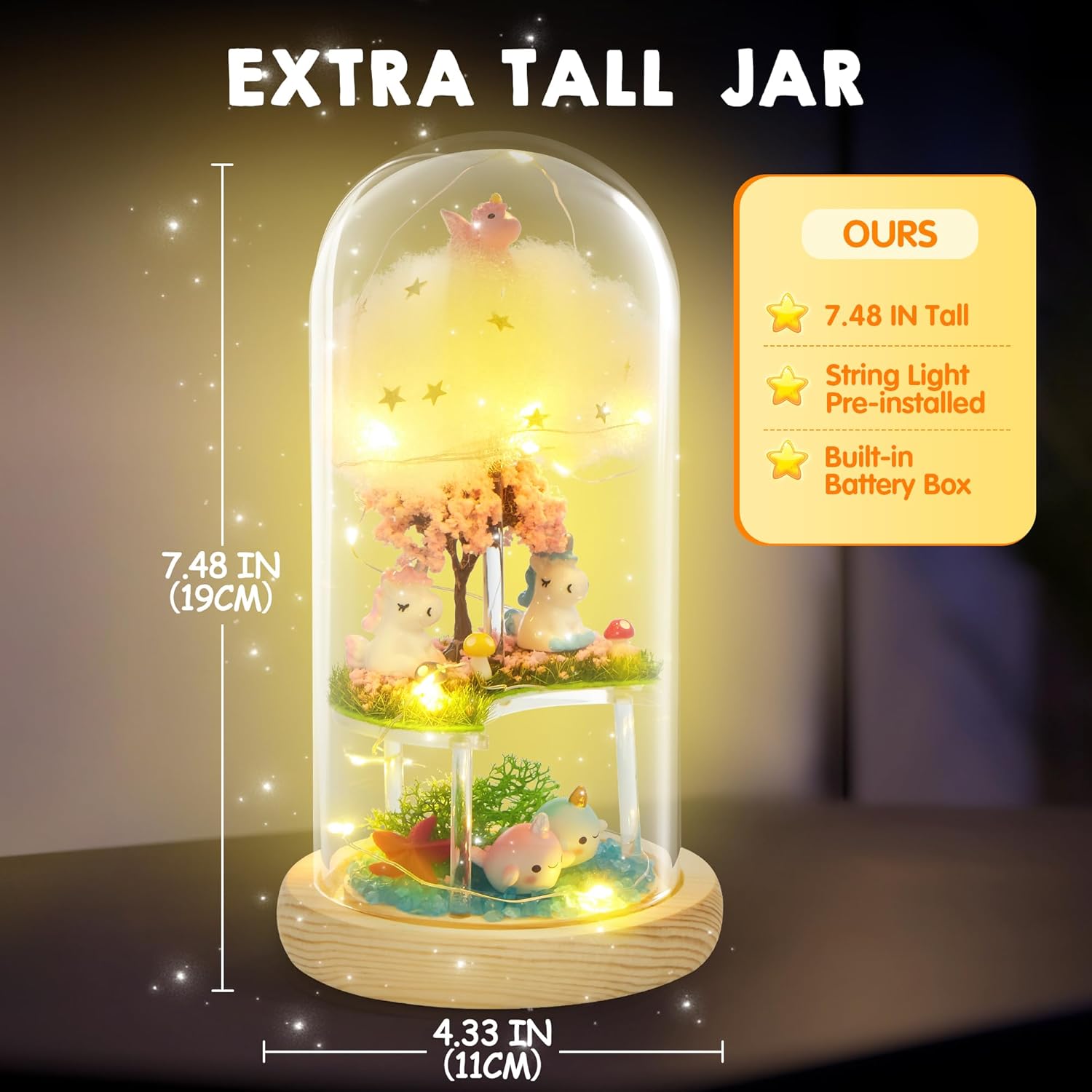Klever Kits Unicorns Terrarium Kit for Kids Make Your Own Unicorn Night Light Art and Crafts for Kids