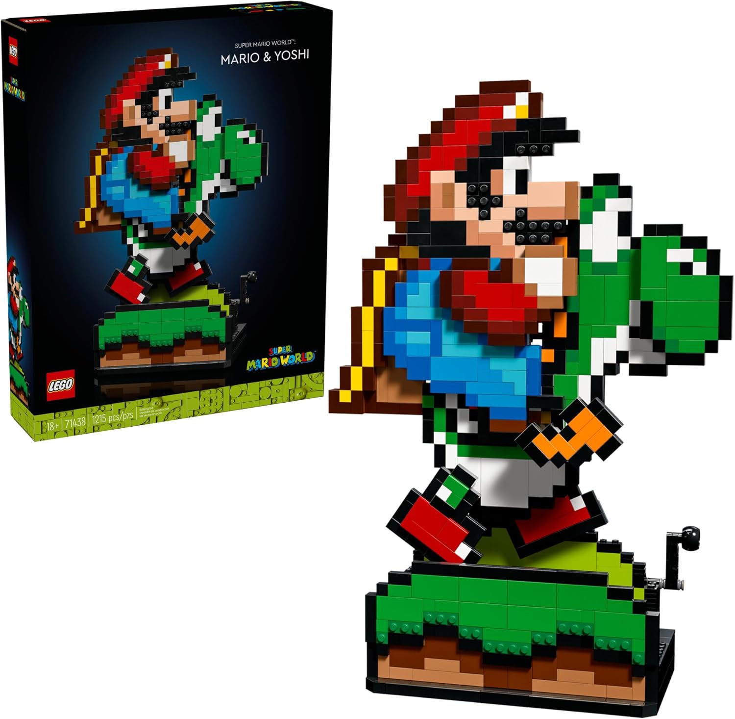 LEGO 71438 Super Mario World: Mario & Yoshi Nintendo Gift for Adult Fans, Mario Collectible Playset, Pixelated Nintendo Figures, Playful Display Model, Fun Room Décor, 71438