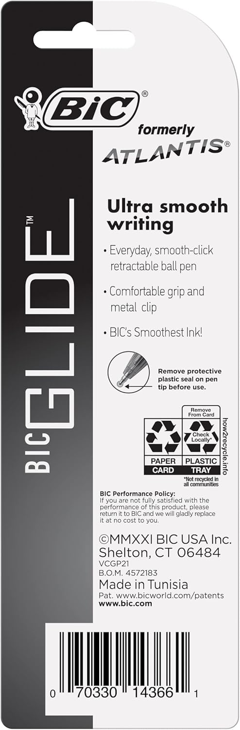 BIC Atlantis Original Retractable Ball Pen, Medium Point (1.0 mm), Blue, 2-Count