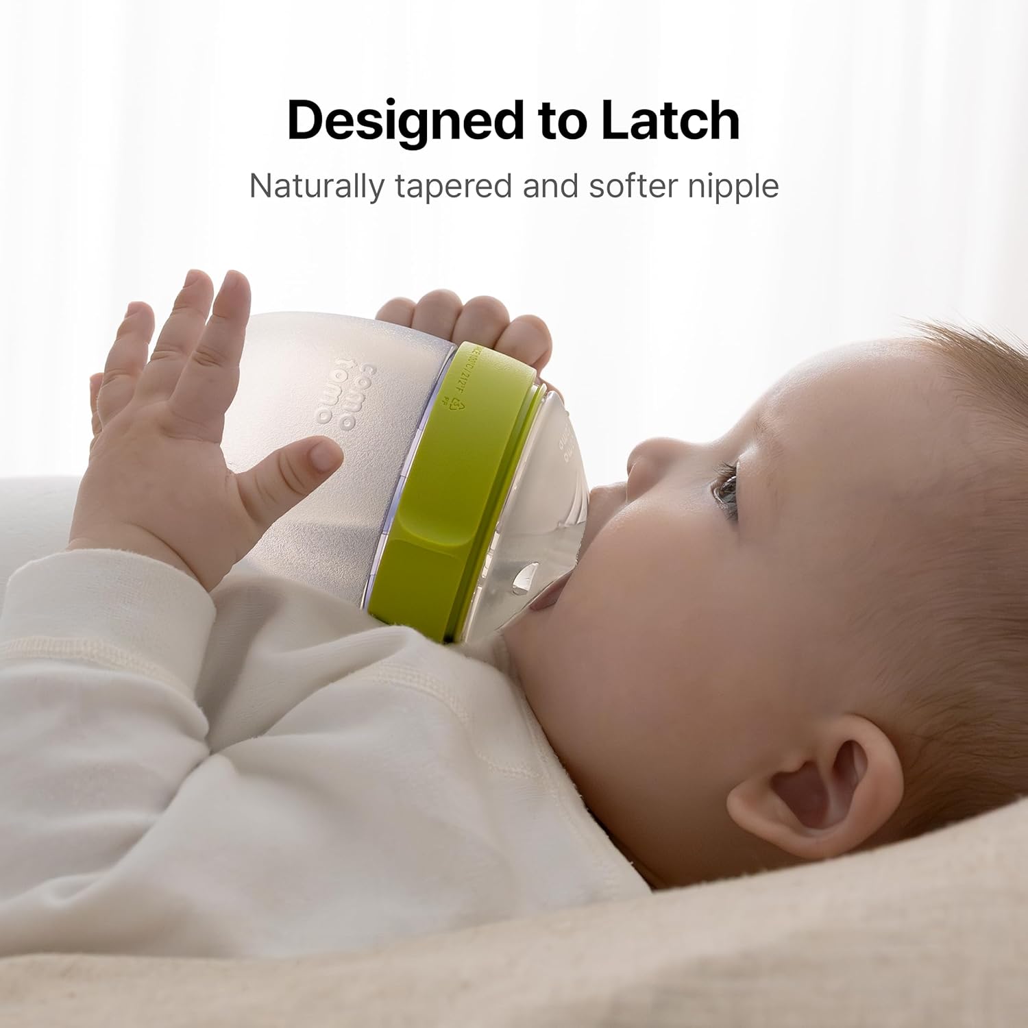 Comotomo Silicone Baby Bottle Gen 2 – 2026 Release (5oz) – True Slow-Flow Nipple for Newborn Feeding (0-3 Months) with Dual Anti Colic Vents for Breast to Bottle Transition, Green
