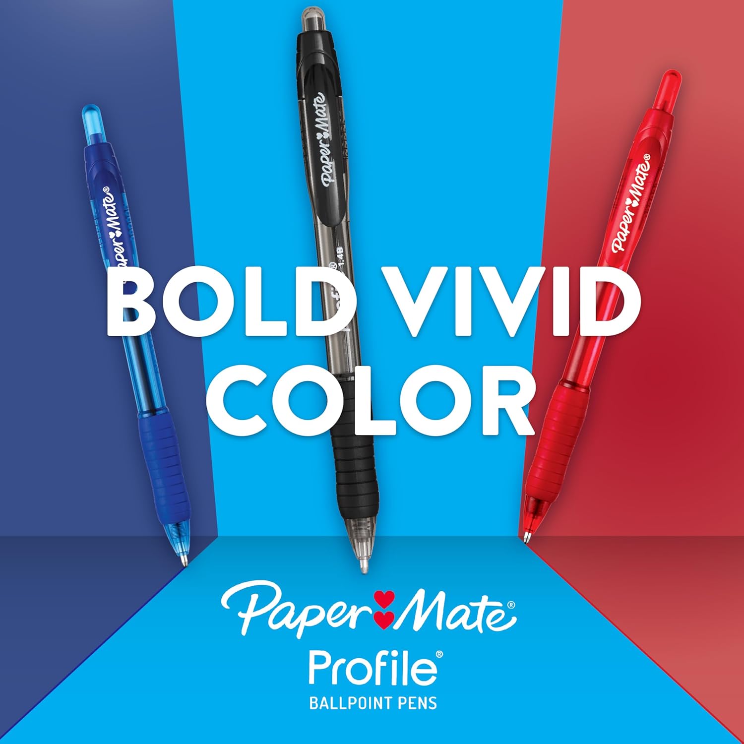 Paper Mate Profile Retractable Ballpoint Pens, Bold (1.4mm), Assorted Colors, 12 Count