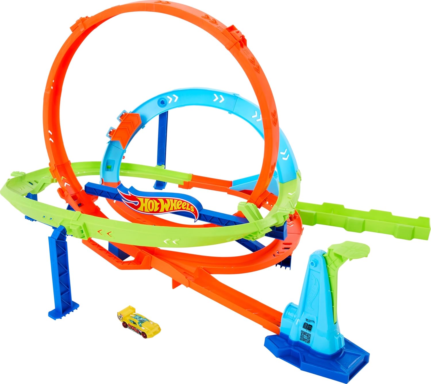 مجموعة مسار سيارات لعبة Hot Wheels ومجموعة ألعاب Action Loop Cyclone Challenge ومركبة بمقياس 1:64 