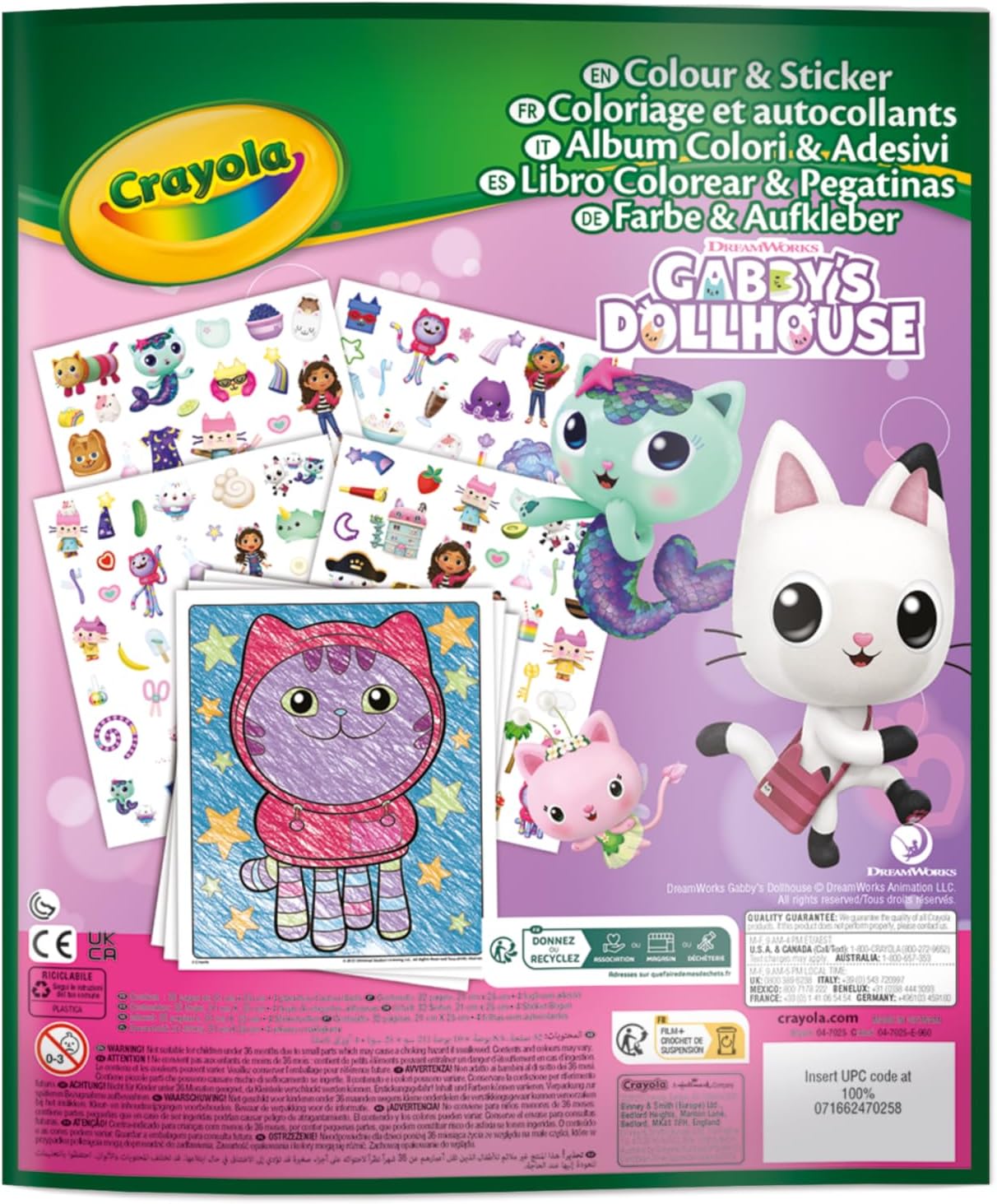 Crayola Colouring Album with Sticker Gabby's Dollhouse, 32 Colouring Pages and 4 Sheets of Stickers