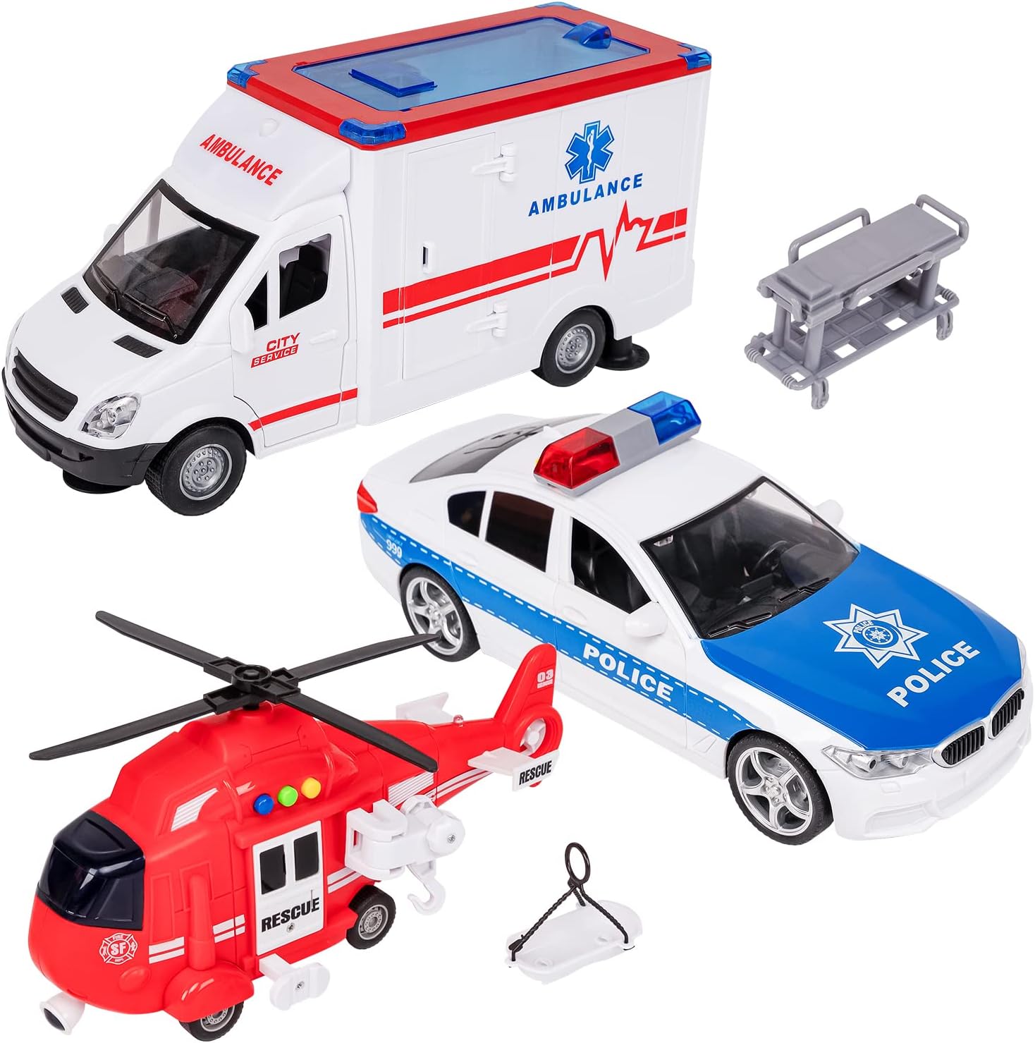 Ambulance Rescue Toy Truck for Kids Lights & Siren