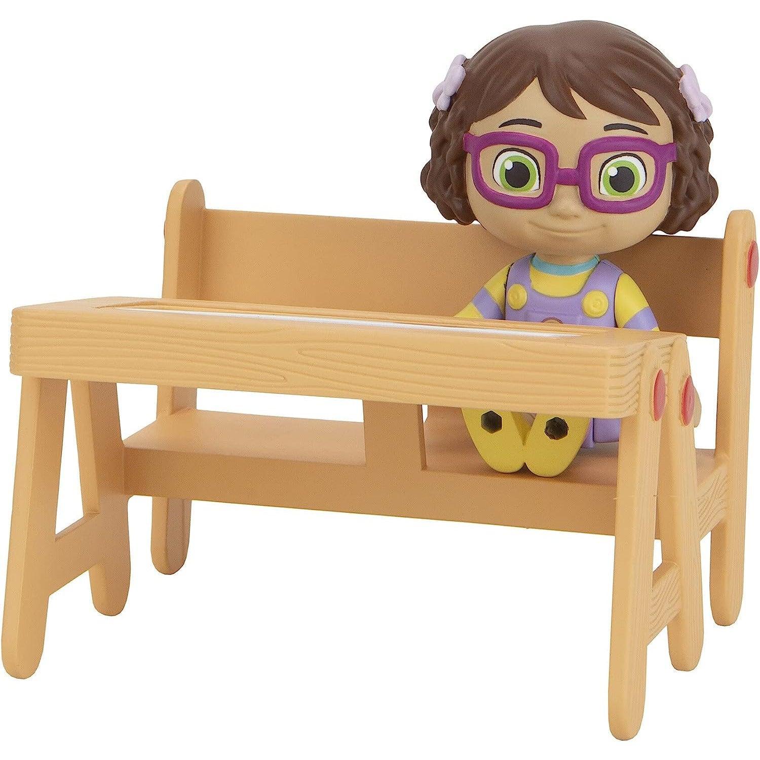 CoComelon School Time Deluxe Playtime Set - JJ, Bella, Ms. Appleberry The Teacher and 5 Accessories (Table, Cot, Armchair, Easel, Walls) - BumbleToys - 0-24 Months, Action Figures, Boys, Cocomelon, OXE, Pre-Order