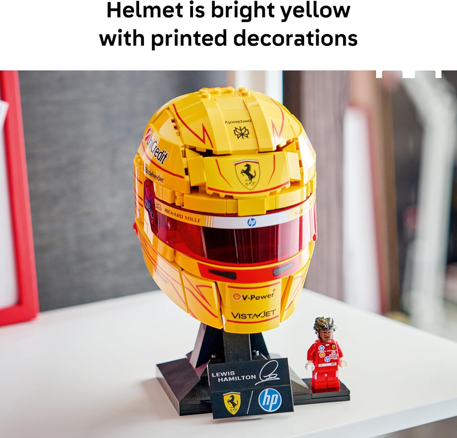 LEGO Editions Scuderia Ferrari HP Lewis Hamilton Helmet - Building Set for Teens, Ages 14+ - Collectible F1 Display - Bedroom or Home Office Decor - Gift for Racing Fans - 43022