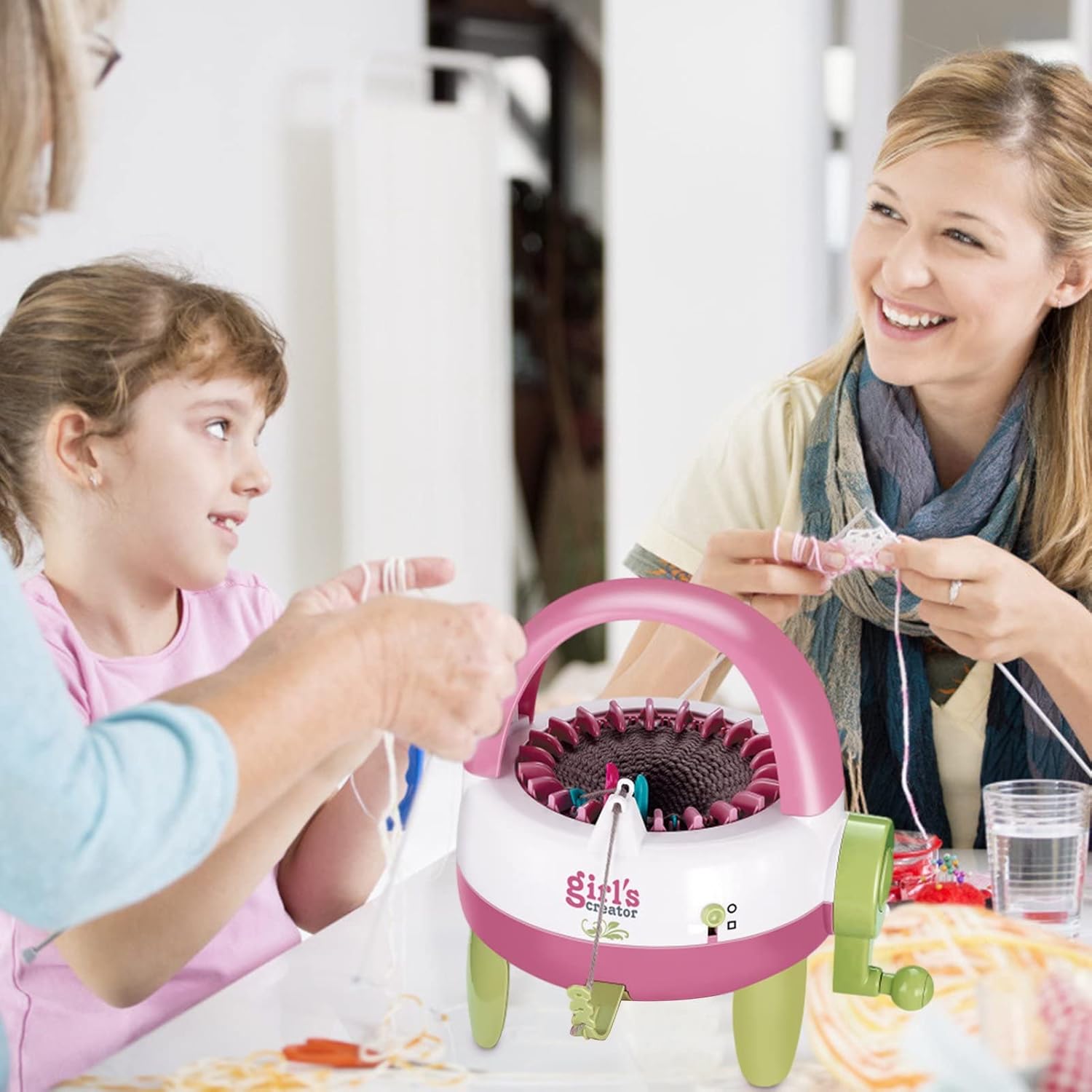 Girl's Creator Knitting Machine - 22 Needle Smart Weaver Circular Knitting Loom for Kids - DIY Knitting Kit for Scarves, Hats, and Leg Warmers