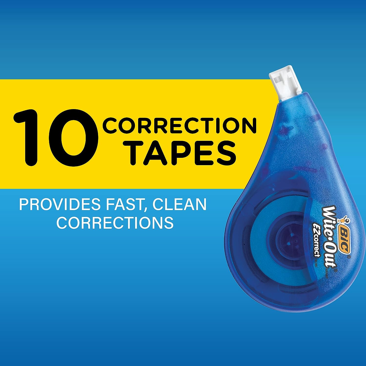BIC Wite-Out Brand EZ Correct Correction Tape, 39.3 Feet, 10-Count Pack of white Correction Tape