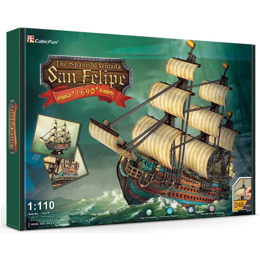 Cubicfun San Felipe 3D Puzzle Spanish Aramada 1690, 248 Pcs