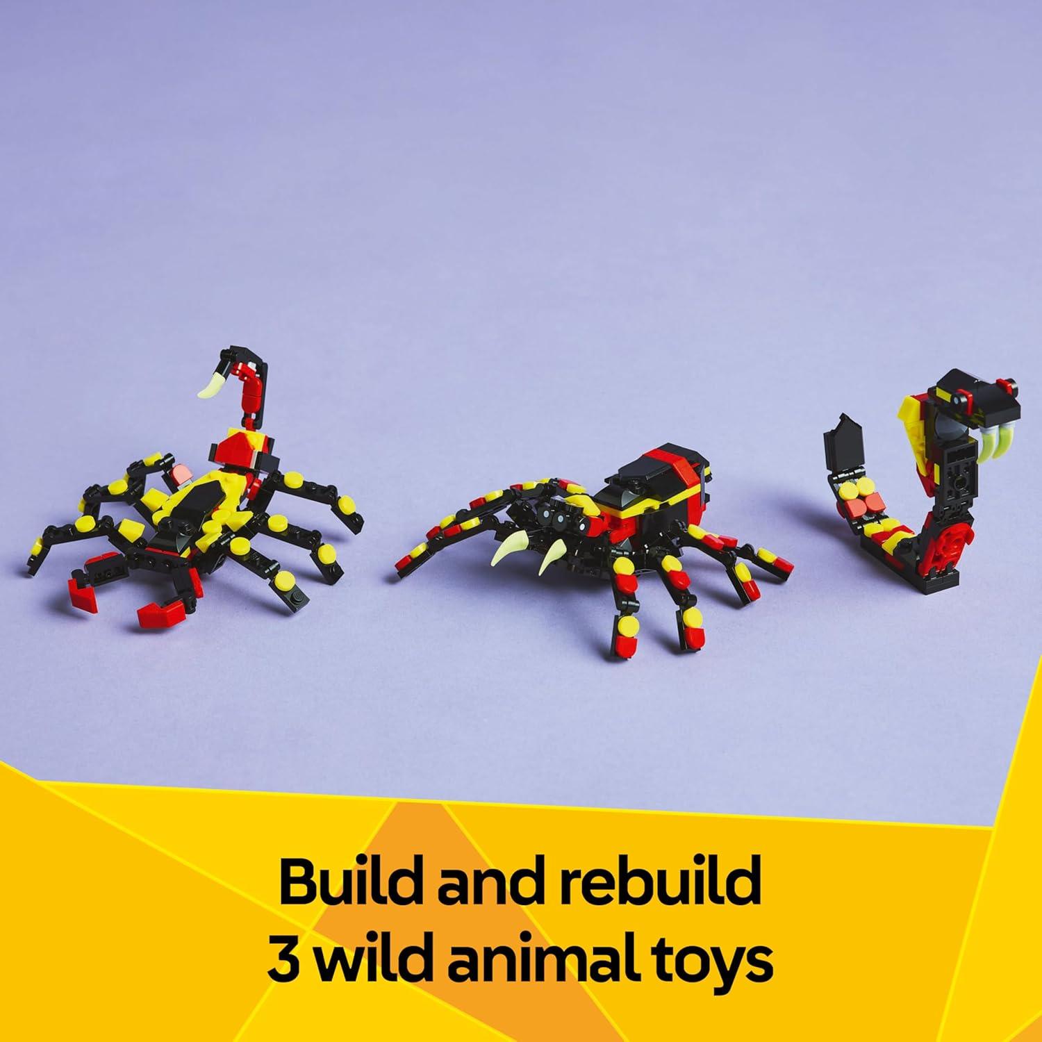 لعبة ليجو 31159 كريتور 3 في 1 عنكبوت مدهش للحيوانات البرية - لعبة بناء مع 3 خيارات بناء، عنكبوت أو عقرب أو ثعبان - شخصيات حيوانية للأطفال، الأولاد والبنات، من سن 7 سنوات فما فوق - فكرة هدية لعيد الميلاد 