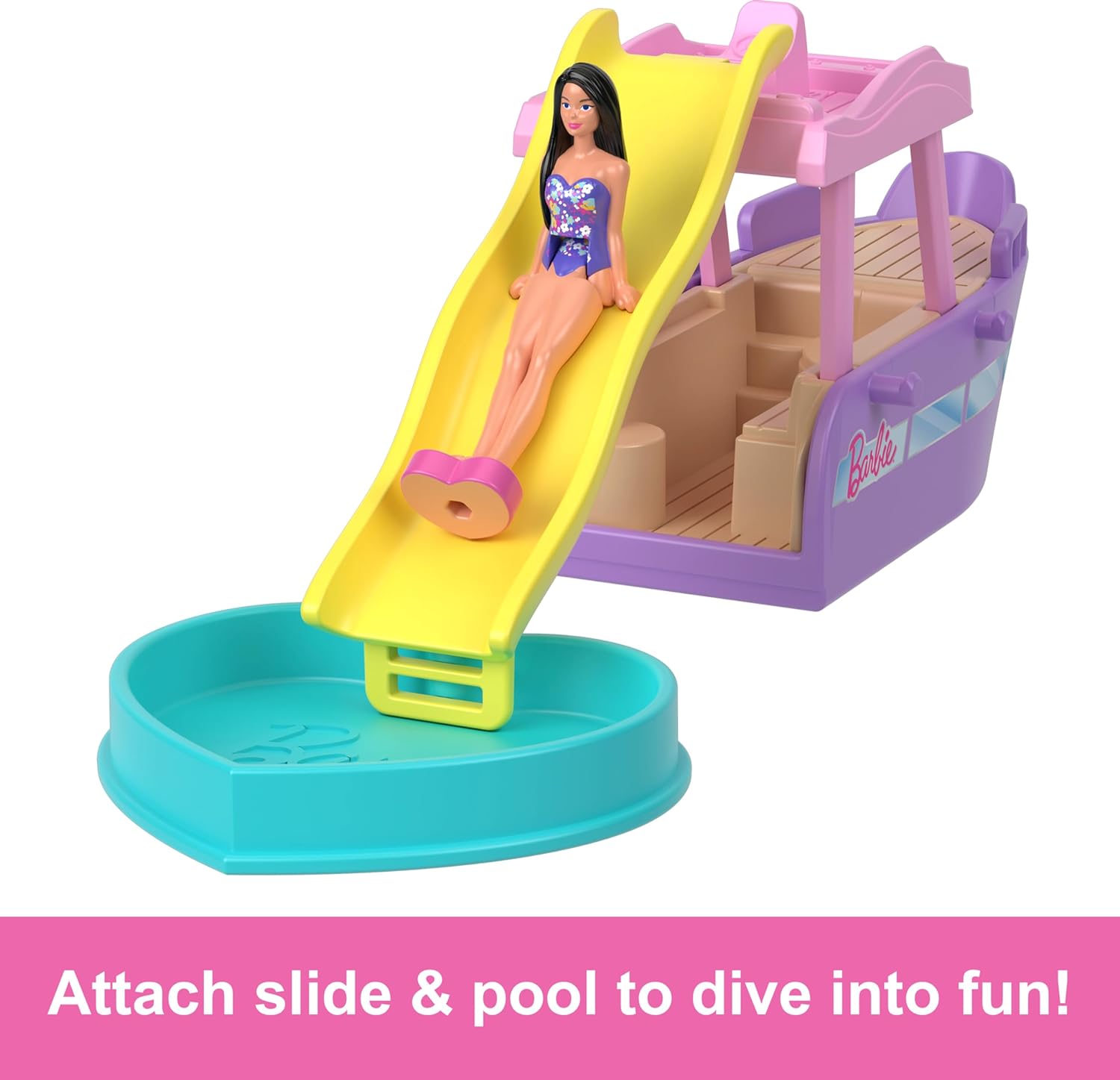 Barbie Mini BarbieLand Doll & Toy Vehicle Sets, 1.5-inch Doll & Dream Boat with Color-Change Surprise