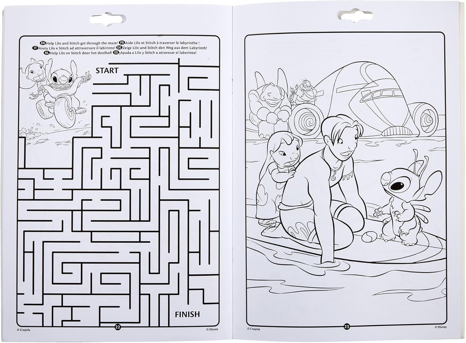 Crayola Lilo & Stitch Activity & Coloring Album, 32 Colouring Pages and 7 Mini Washable Felt Tip Pens