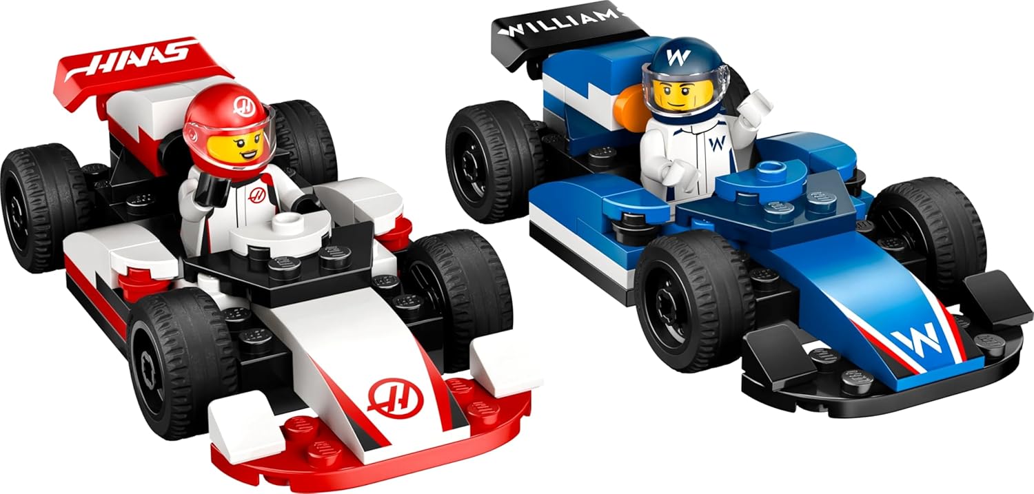 LEGO City F1 Williams Racing & Haas F1 Race Cars - Toy Formula 1 Building Models with 2 Driver Minifigures & Start Lights - Small Gift Idea for 4+ Year Old Toddlers, Boys & Girls - 60464