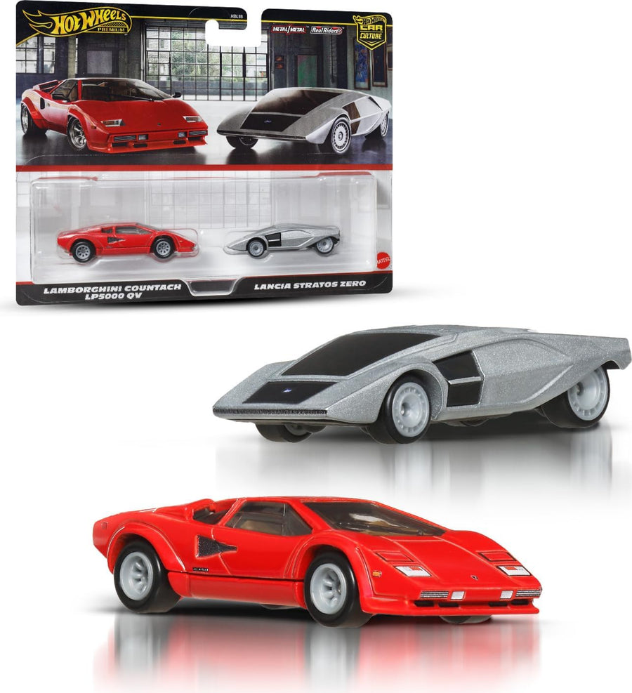 Mattel Hot Wheels Premium Car Culture 2-Pack, Lamborghini Countach LP5000 QV & Lancia Stratos Zero
