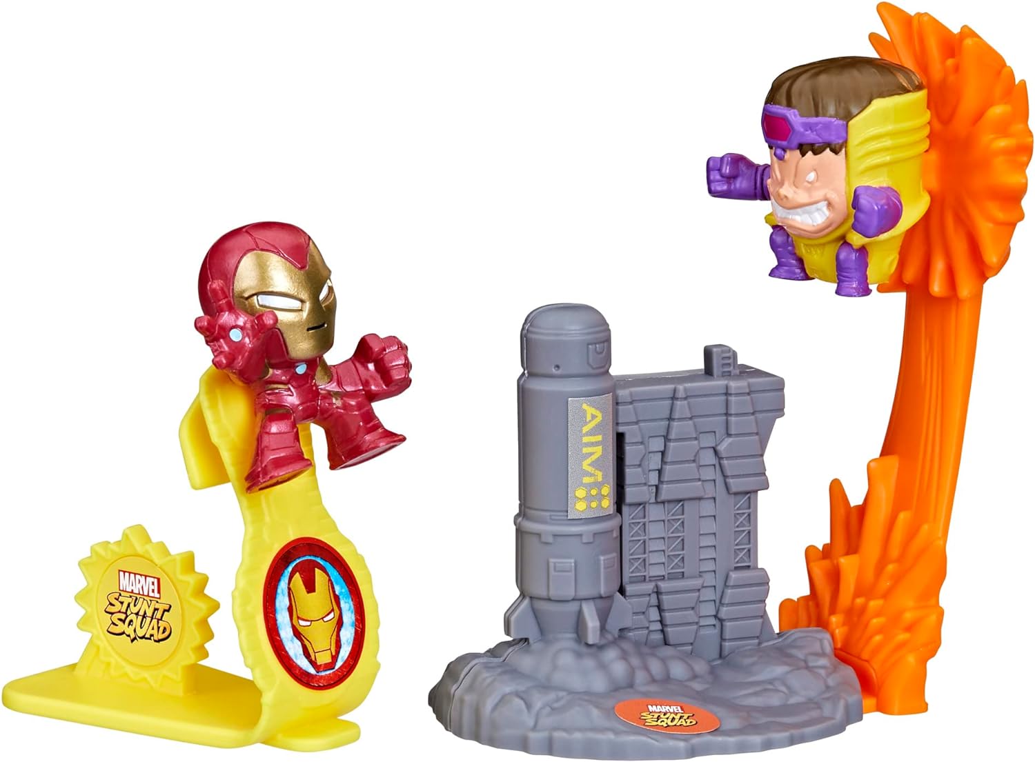Marvel Stunt Squad Iron Man vs. M.O.D.O.K. Playset, 1.5-Inch Super Hero Action Figures, Toys for Kids Ages 4 and Up
