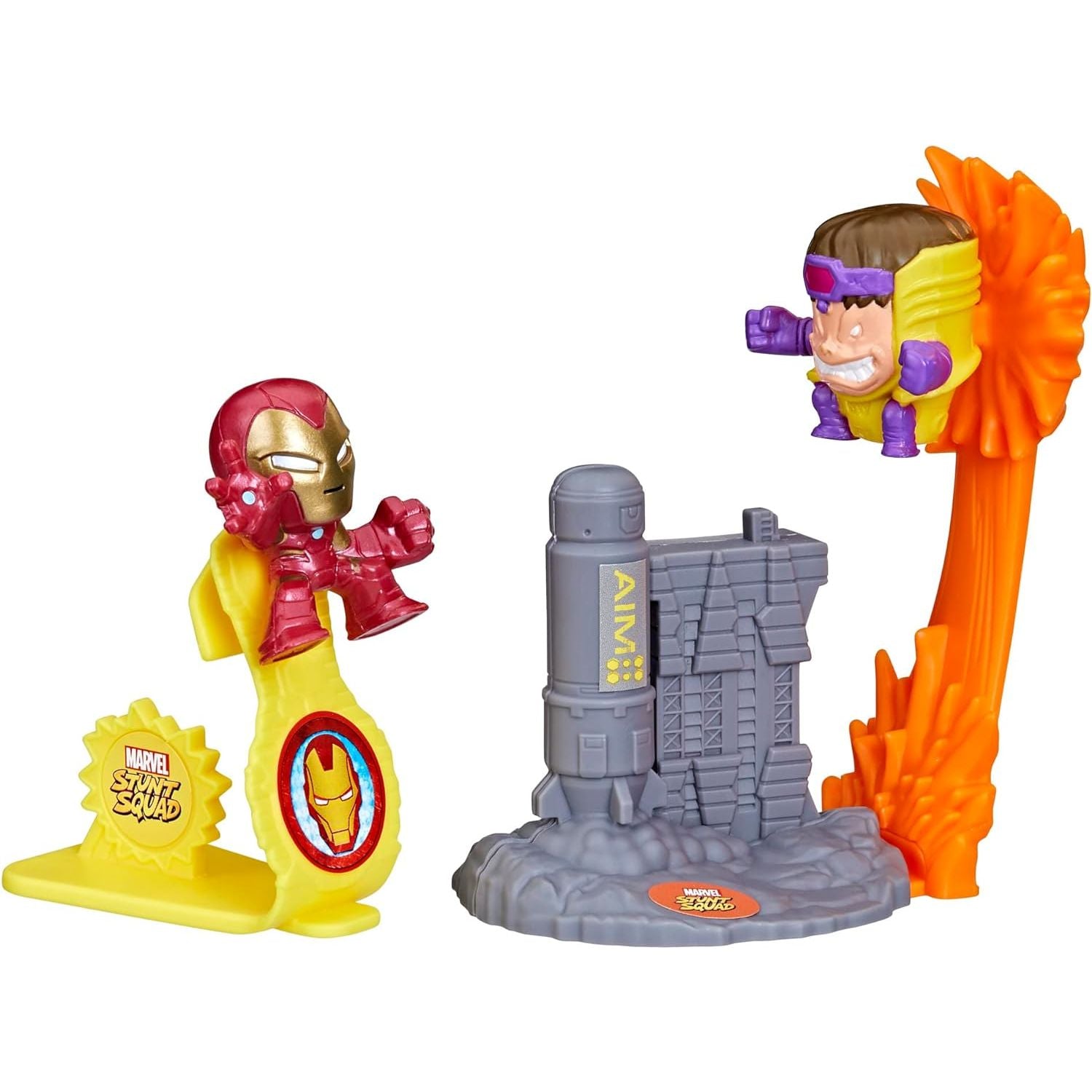 Marvel Stunt Squad Iron Man vs. M.O.D.O.K. Playset, 1.5-Inch Super Hero Action Figures, Toys for Kids Ages 4 and Up