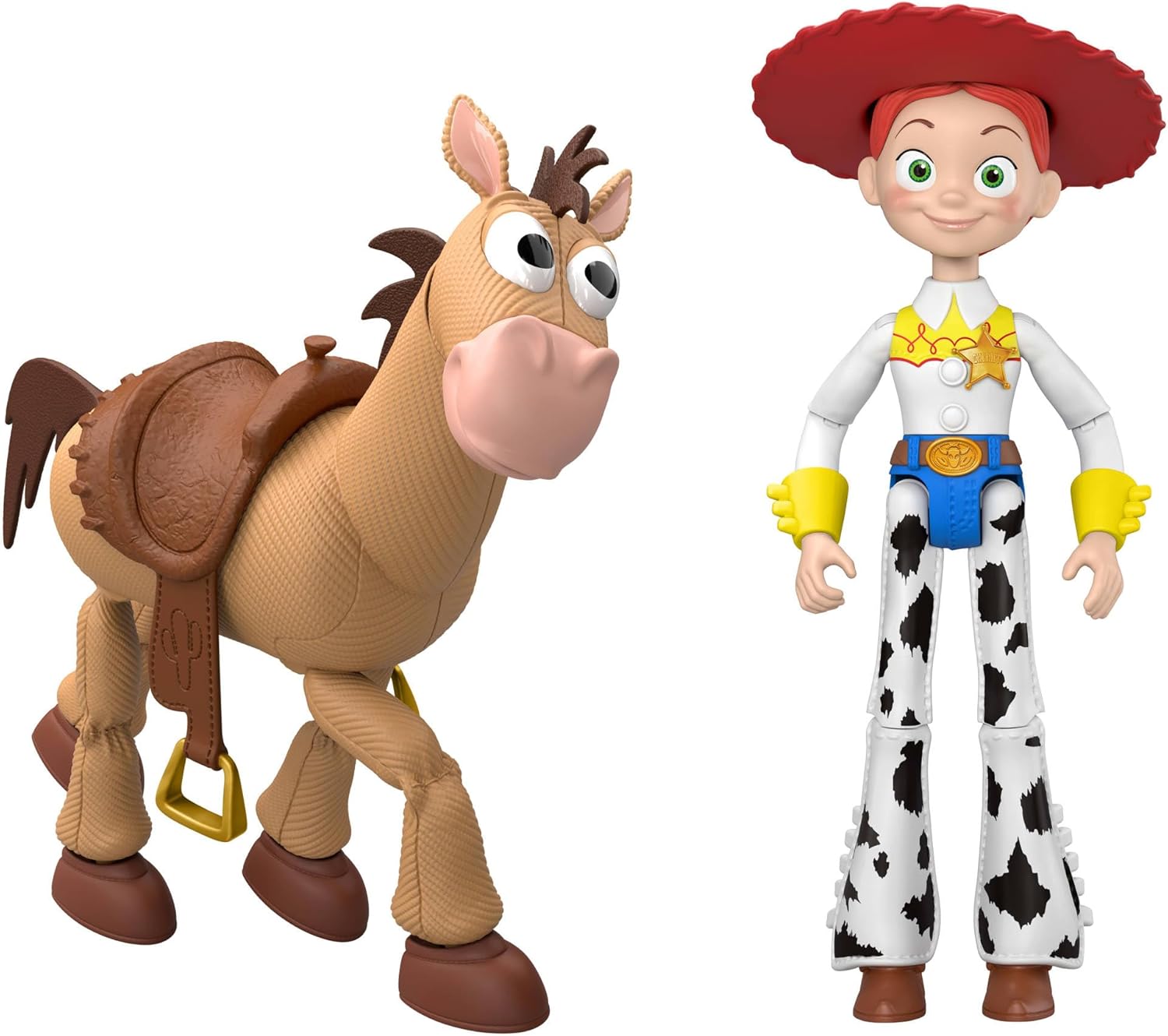 Mattel Disney and Pixar Toy Story 5 مجموعة شخصيات جيسي وبولزي مقاس 7 إنش قابلة لاتخاذ الوضعيات من مجموعات اللعب، قبعة راعي البقر قابلة للإزالة، JKV21