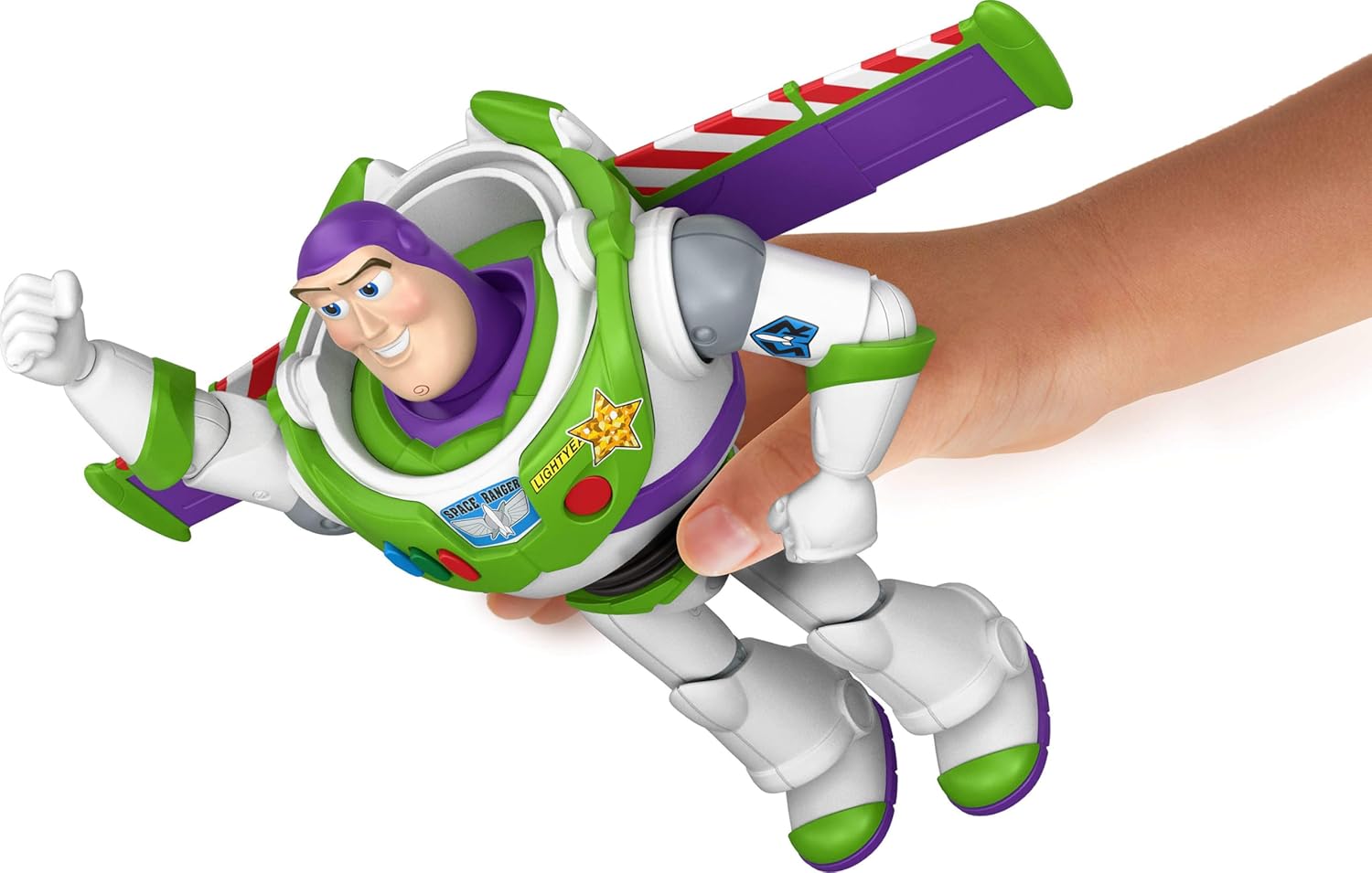 Mattel Disney Pixar Toy Story 5 Buzz Astral Mission Ready Fold-Up Wings Figurine (approx. 25 cm), Movie Appearance, 12 Motion Points, Kids Toy 3+