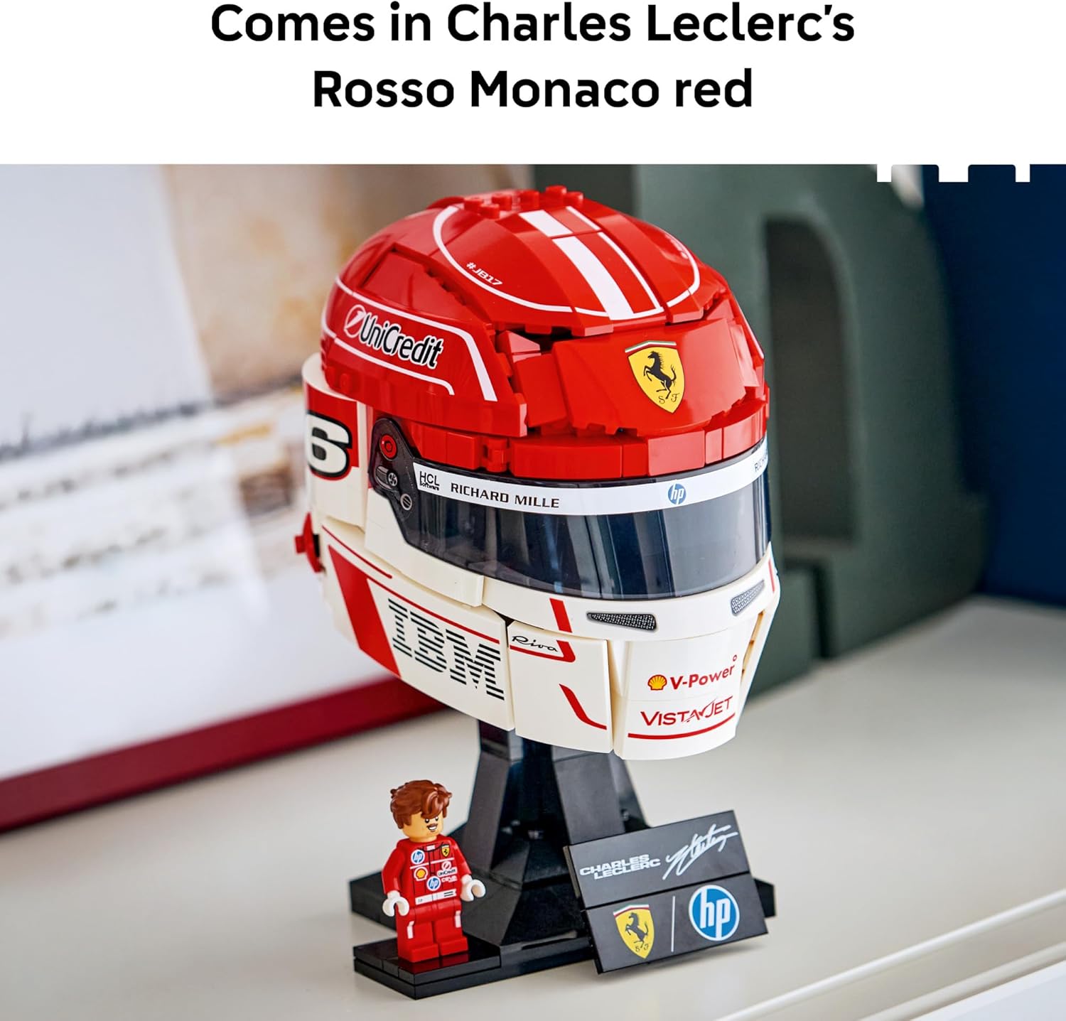 LEGO Editions Scuderia Ferrari HP Charles Leclerc Helmet - Building Set for Teens, Ages 14+ - Collectible F1 Display - Bedroom or Home Office Decor - Gift for Formula 1 Fans - 43014
