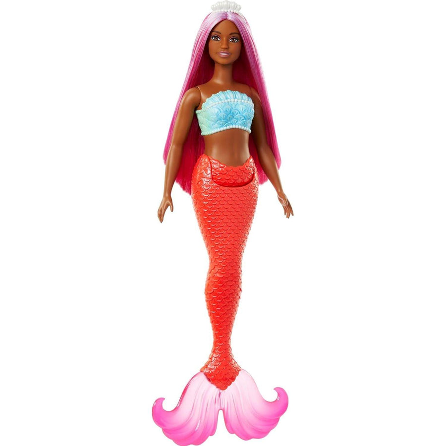 Barbie Mermaid Doll with Magenta Fantasy Hair & Headband Accessory: Curvy Body Type with Shell-Inspired Bodice & Tropical Red Tail