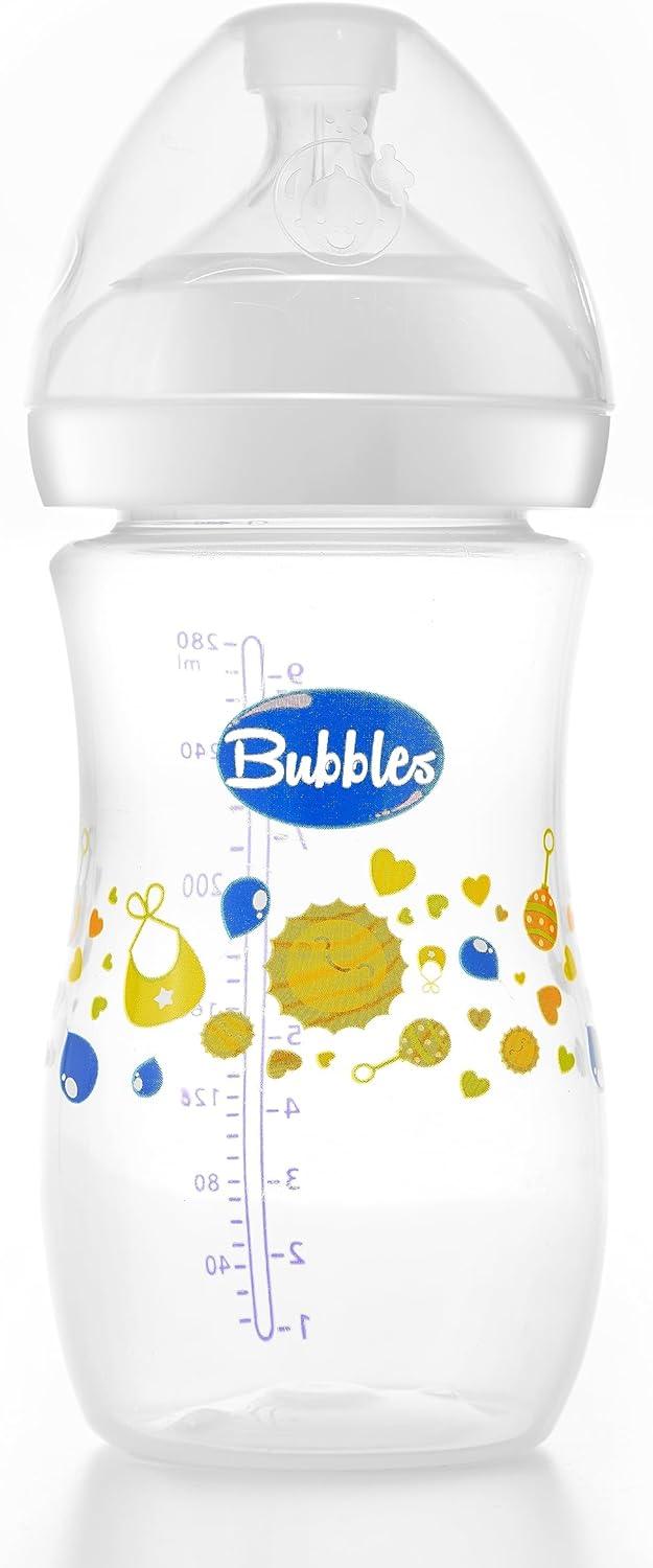 Bubbles natural feeding bottle without hand 280 ml - white ( Style on bottle May vary )
