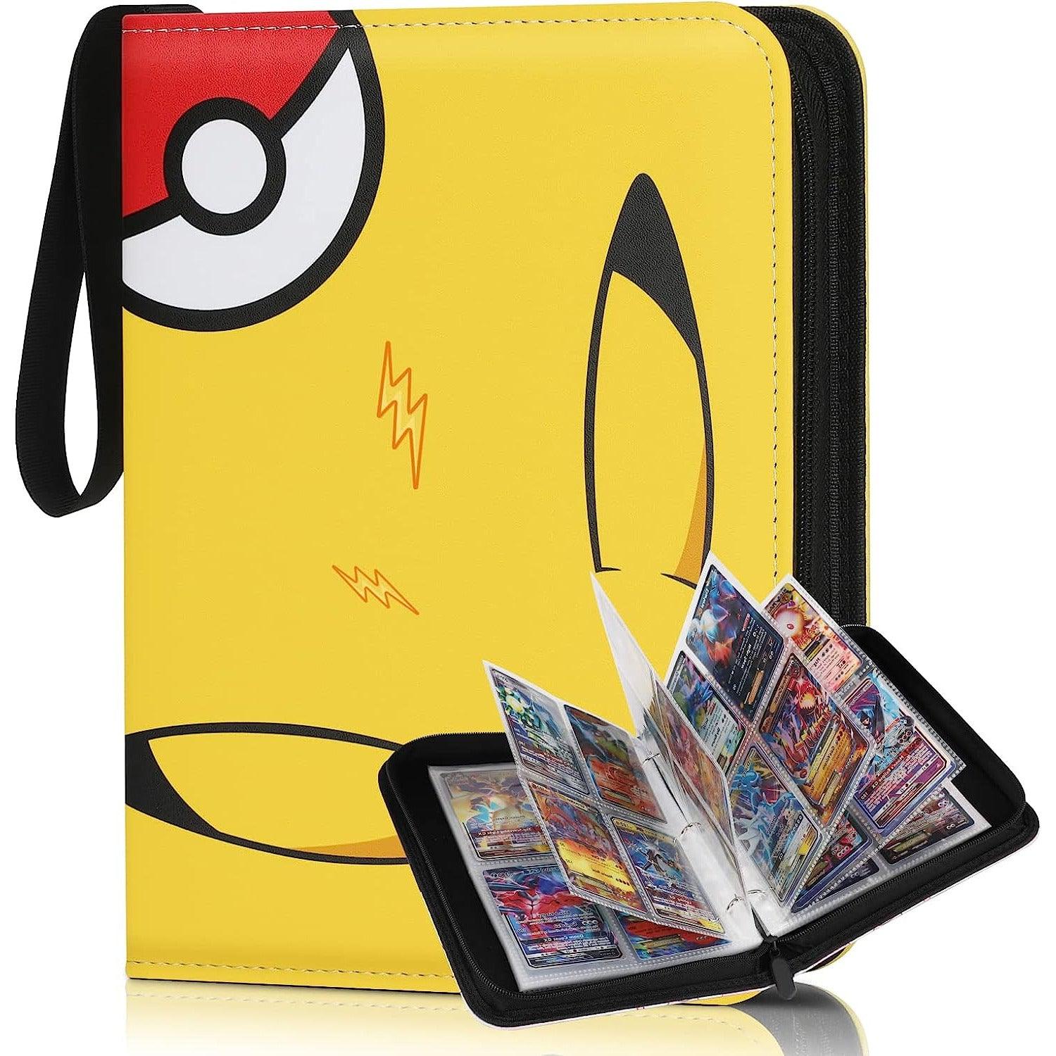 Pokemon Card Binder 4-Pocket Card Holder Binder Trading Cards, Card Games Collection Binder with Sleeves