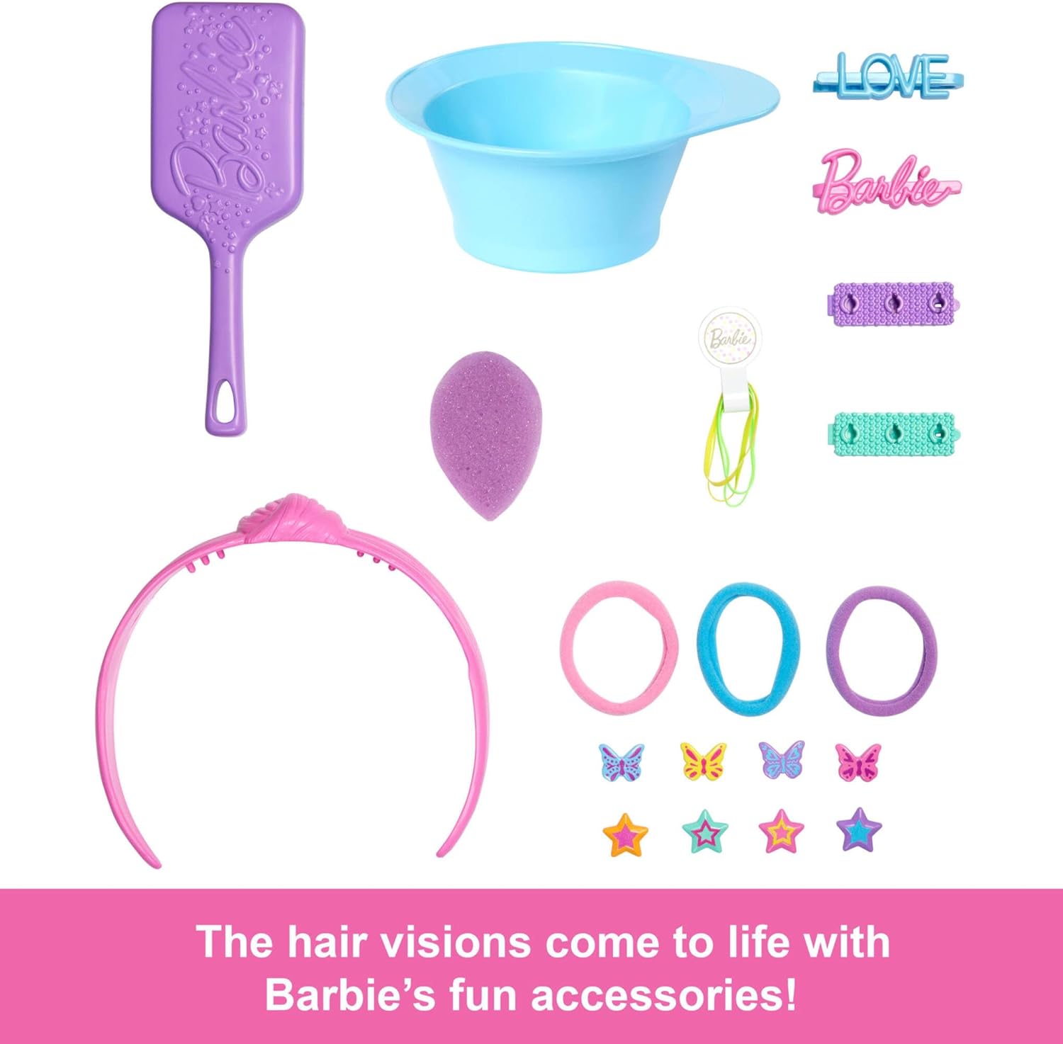 Barbie Doll Styling Head, Blonde Hair with 20+ Hair Styling Accessories Including Star & Butterfly Color Change Hair Clips