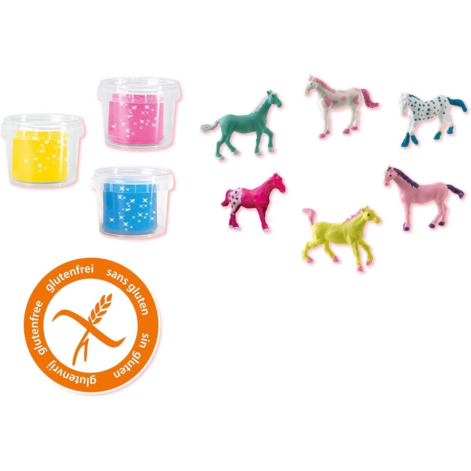 Play suitcase glitter horse world 1x play case 6x horses 3x glitter clay
