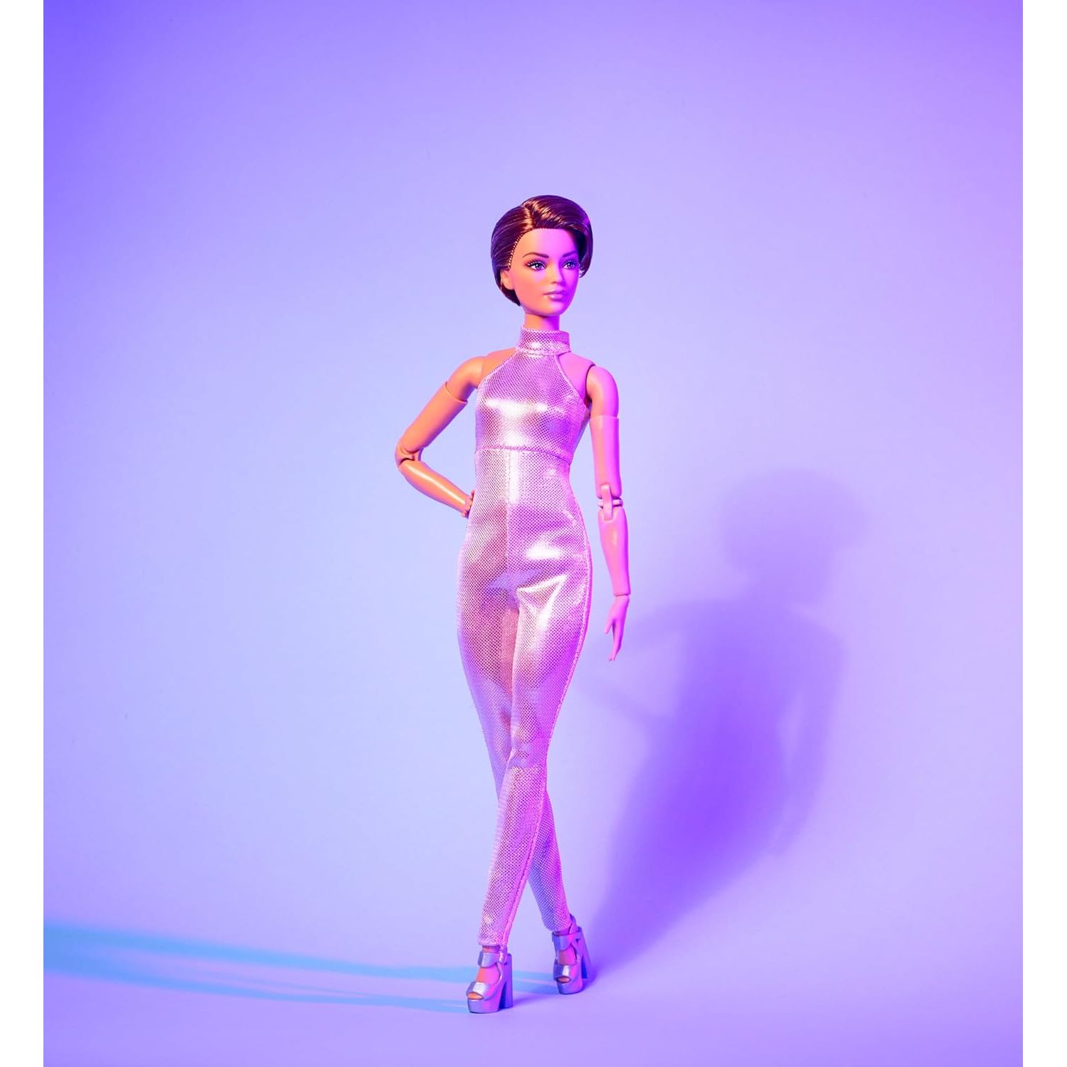 Barbie Looks Doll, Collectible No. 22 with Pixie Cut and Modern Y2K Fashion, Sequined Pink Halter Jumpsuit with Silver Heels