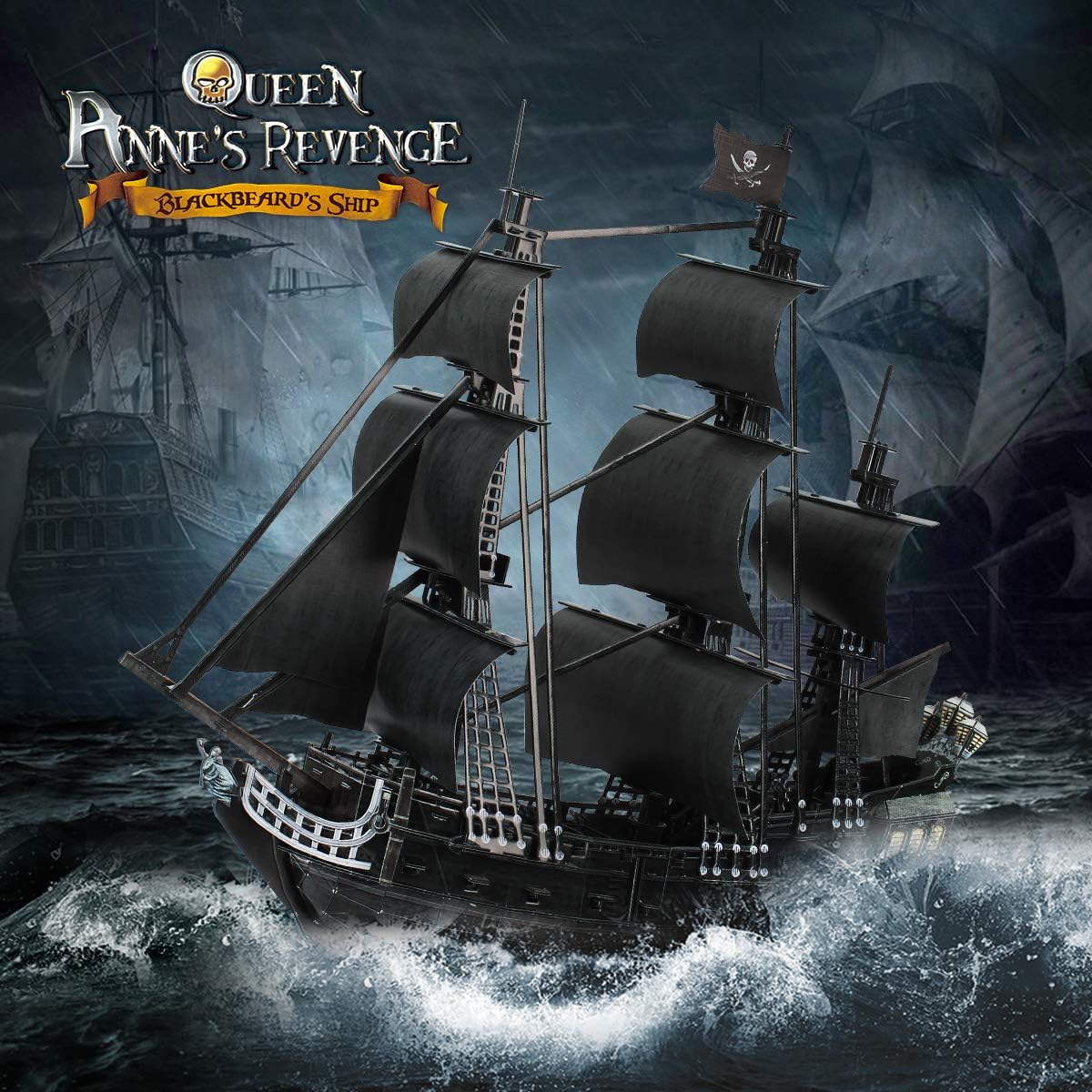 CubicFun 3D Puzzles Large Pirate Ship,Difficult Watercraft Model Ship Building , Queen Anne's Revenge 328 Pieces