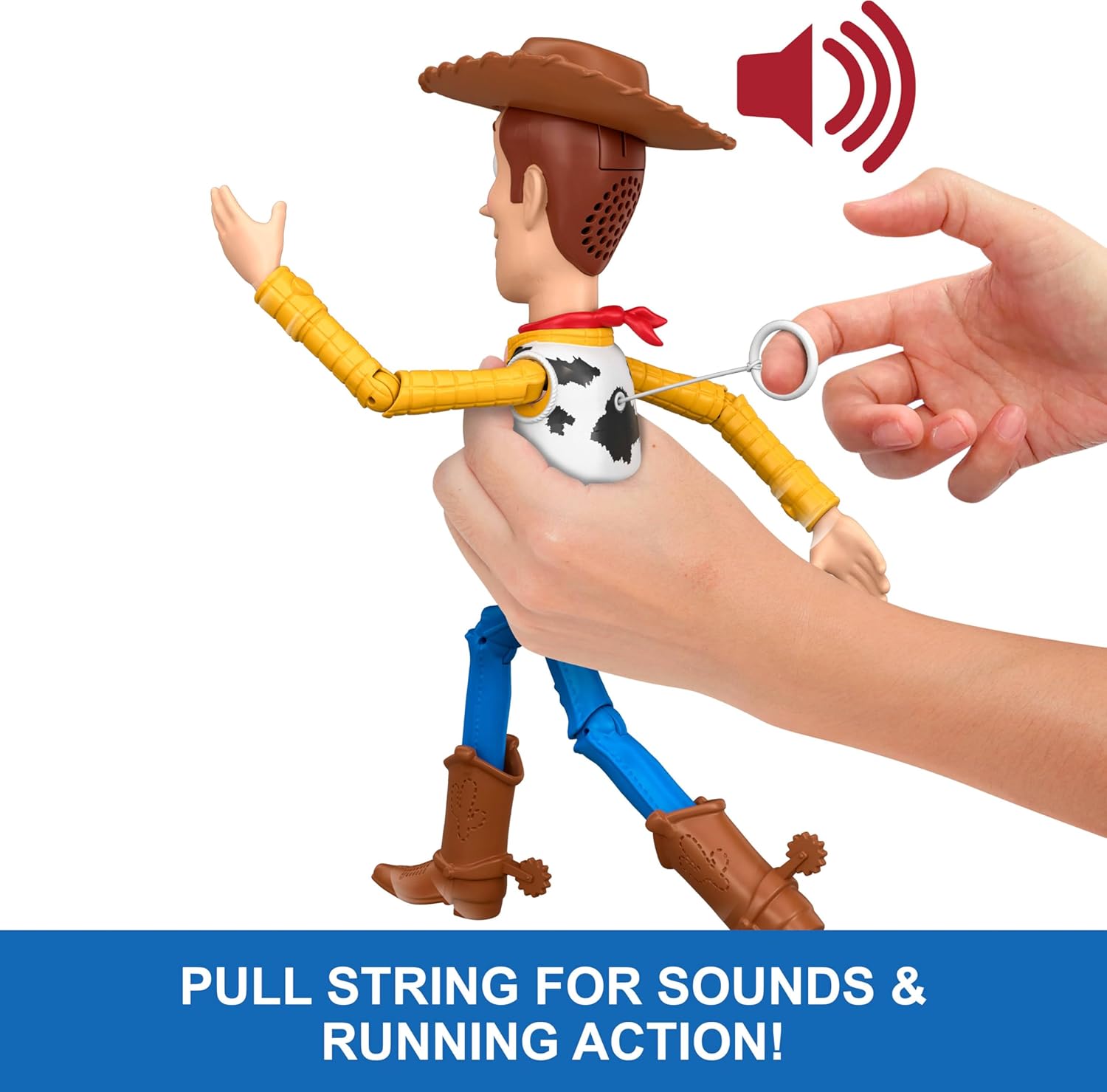 Mattel Disney and Pixar Toy Story 5 Running Woody 12 Inch Action Figure with 50 Plus Movie Phrases and Sounds, Movie-Accurate