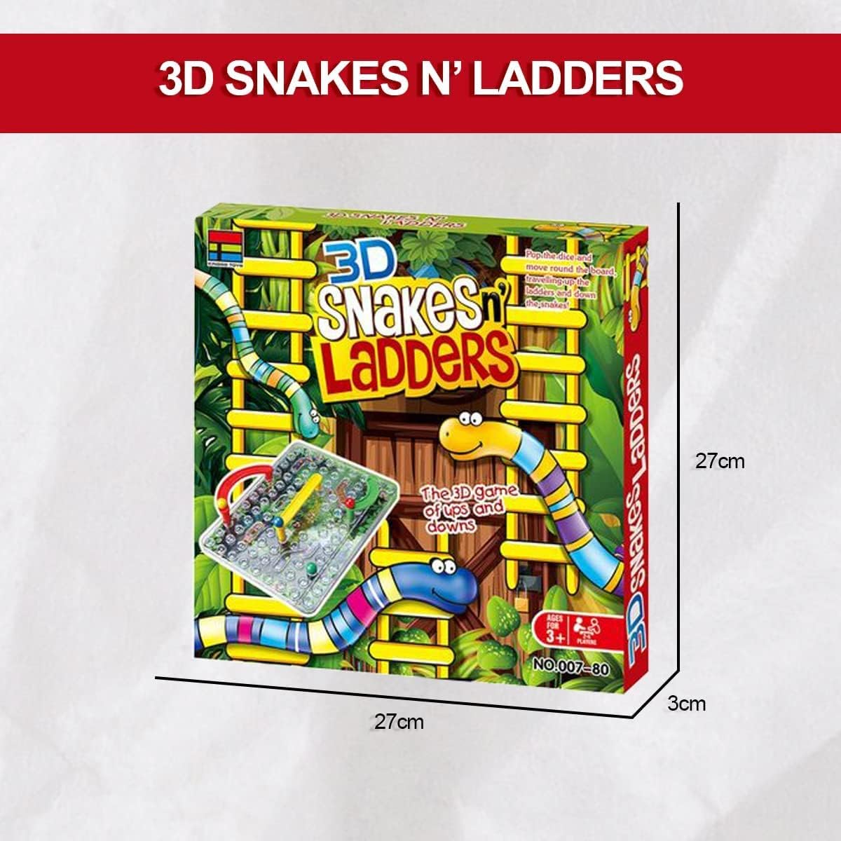 Snake and Ladders in a Whole New Way with 3D Board and Pieces, Experience The Classic Game Mini Size