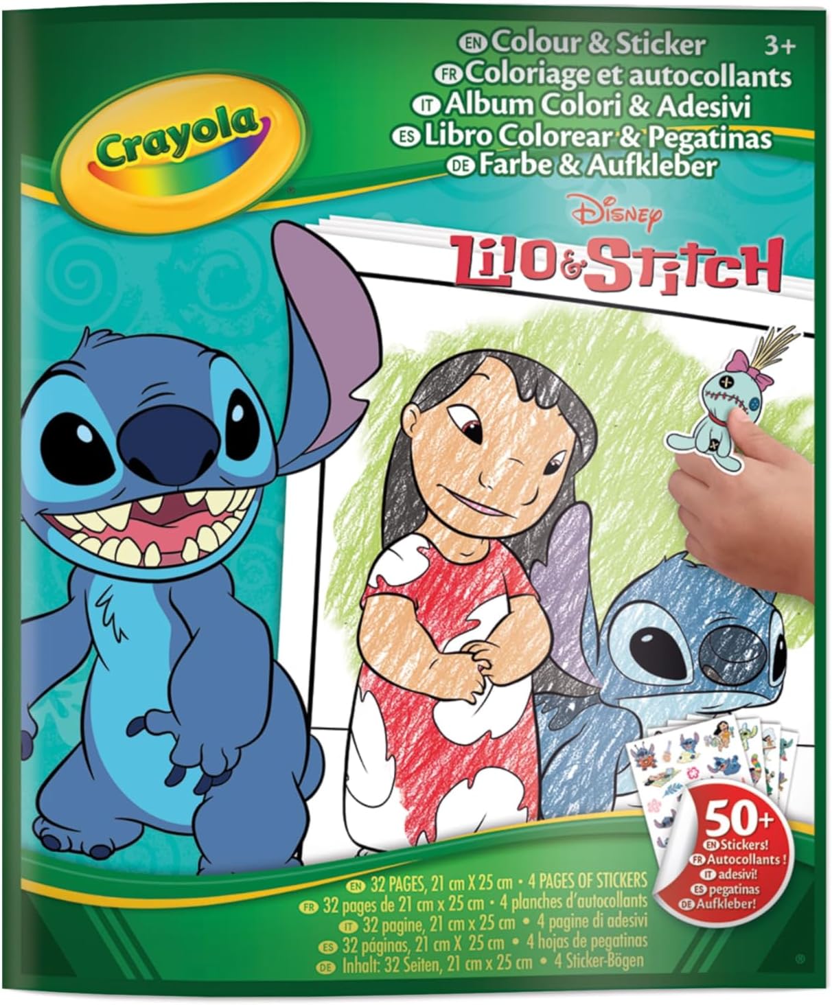 Crayola Lilo&Stitch Sticker Colouring Book, 32 Pages and 4 Sheets of Stickers Included