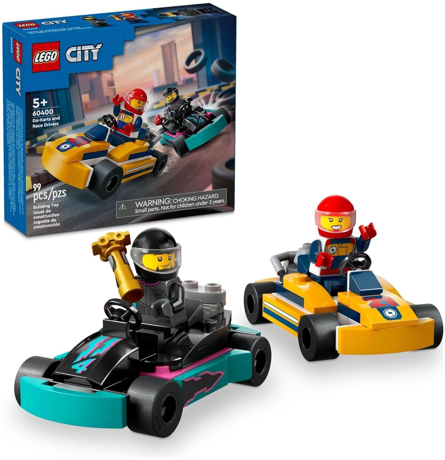 LEGO 60400 City Go-Karts and Race Drivers Toy Playset, 2 Driver Minifigures, Racing Vehicle Car Toy, Fun Race Car Toy Gift.
