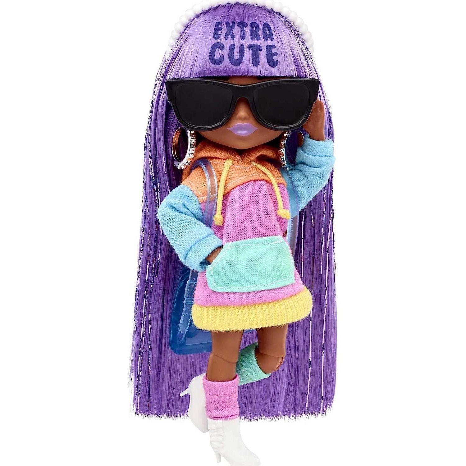 Barbie Extra Minis Doll & Accessories with Purple & Silver Hair, Toy Pieces Include Color-Block Hoodie Dress & Boots - BumbleToys - 5-7 Years, Barbie, Barbie Extra, Dolls, Fashion Dolls & Accessories, Girls, Miniature Dolls & Accessories, OXE, Pre-Order