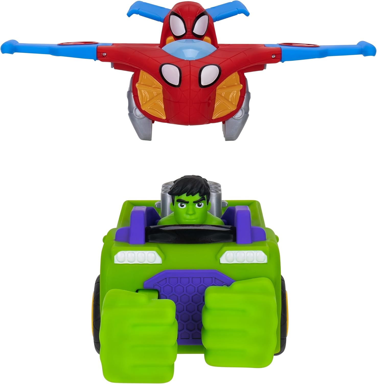 Jazwares - Spidey & His Amazing Friends Team Up - Hulk Smash Tank & Spidey Glider Jet