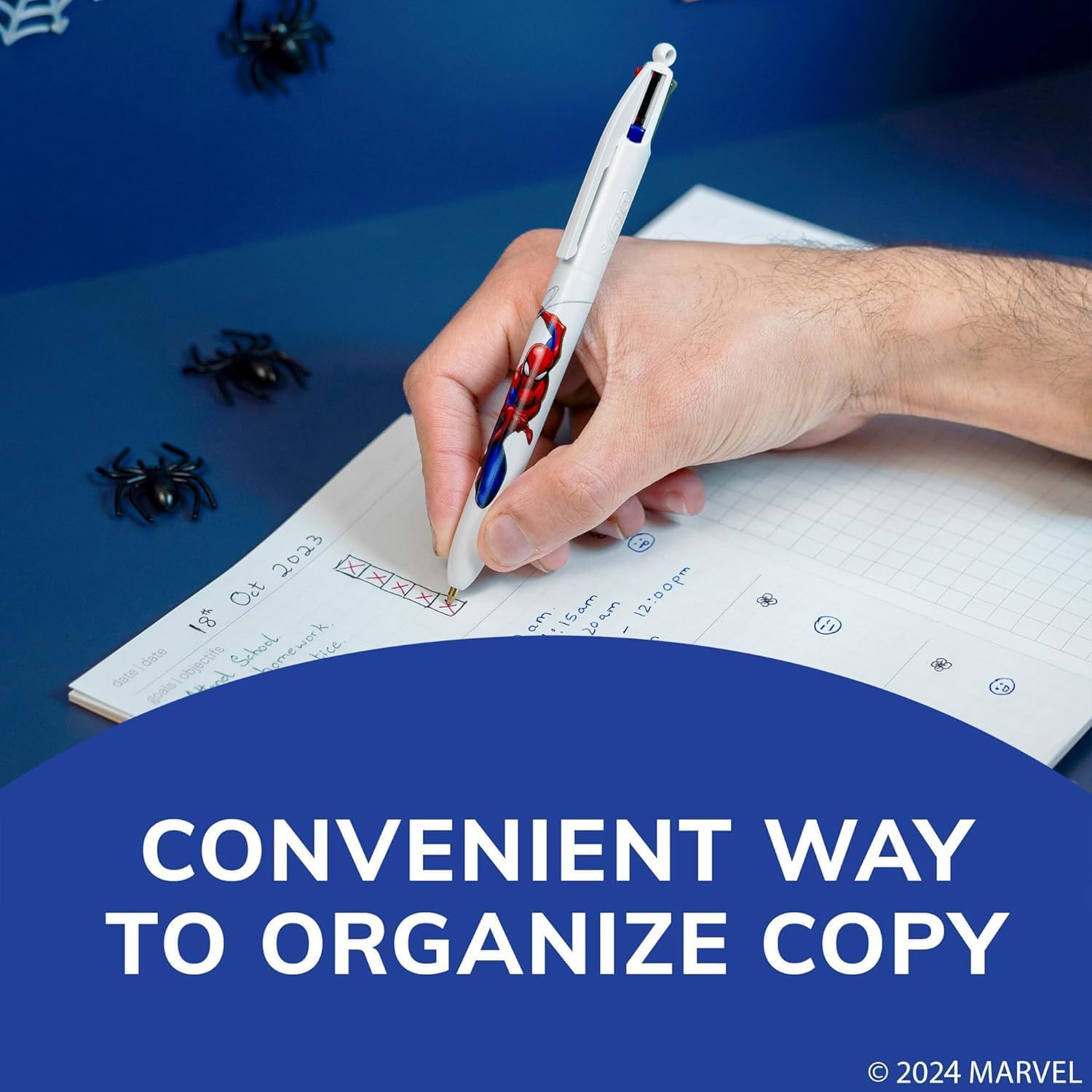 BIC 4 Color Retractable Ballpoint Pen with Marvel's Spider-Man Design and 1.0 mm Point, 2-Count in Assorted Ink