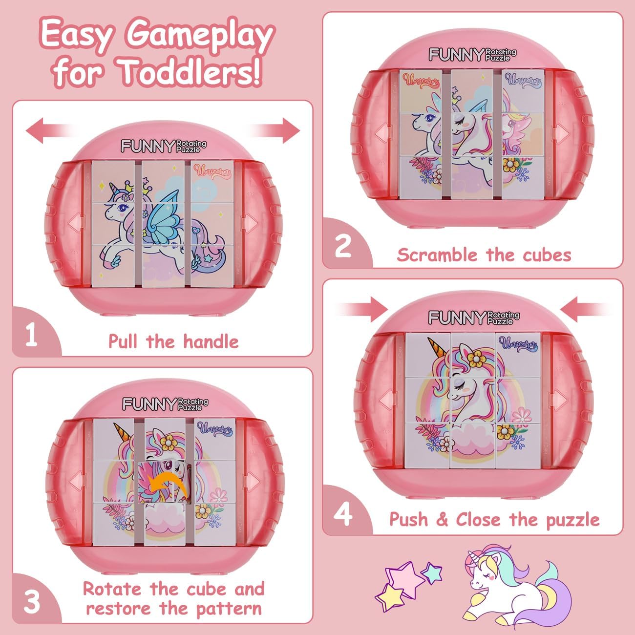 Fullware 3×3 Rotating Puzzle for Kids - Unicorn