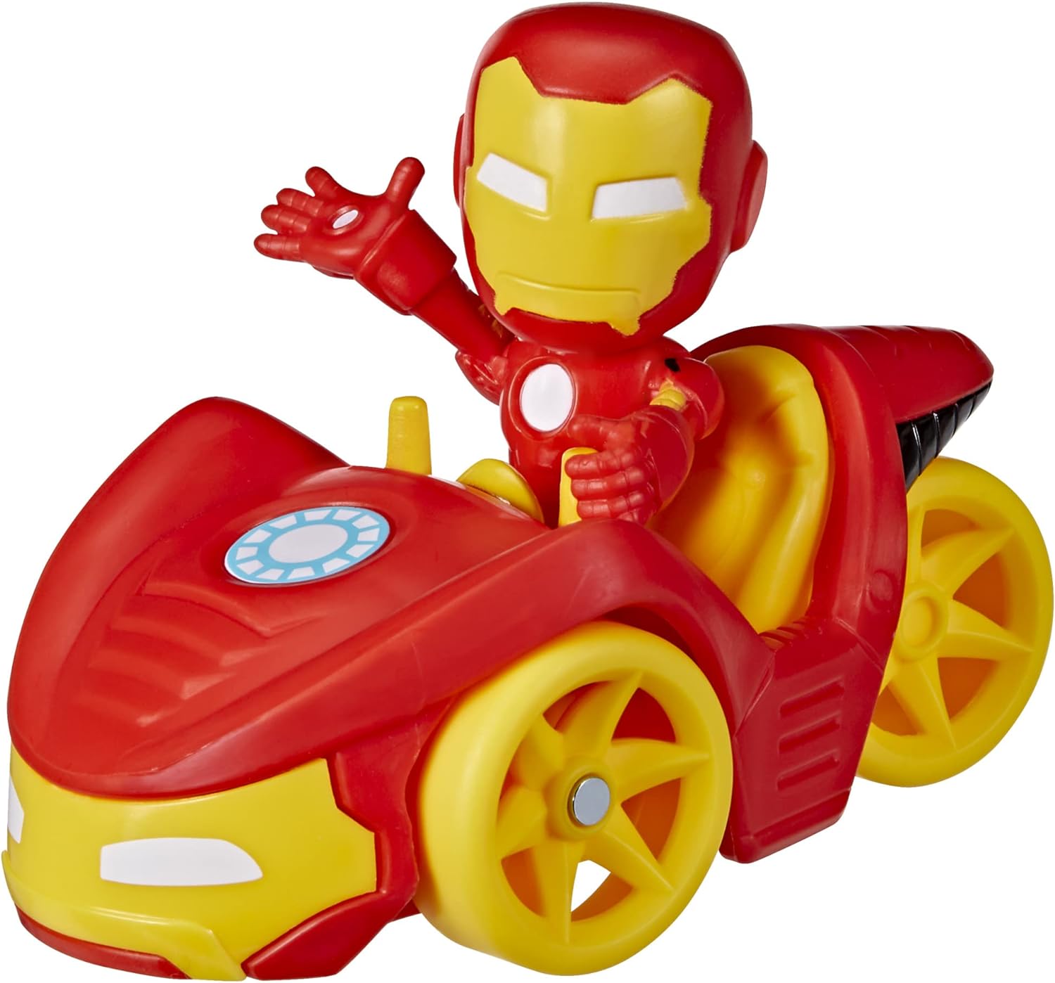 Spidey and His Amazing Friends Hasbro Marvel Iron Man Action Figure and Iron Racer Vehicle, Iron Man Toy for Kids Ages 3 and Up