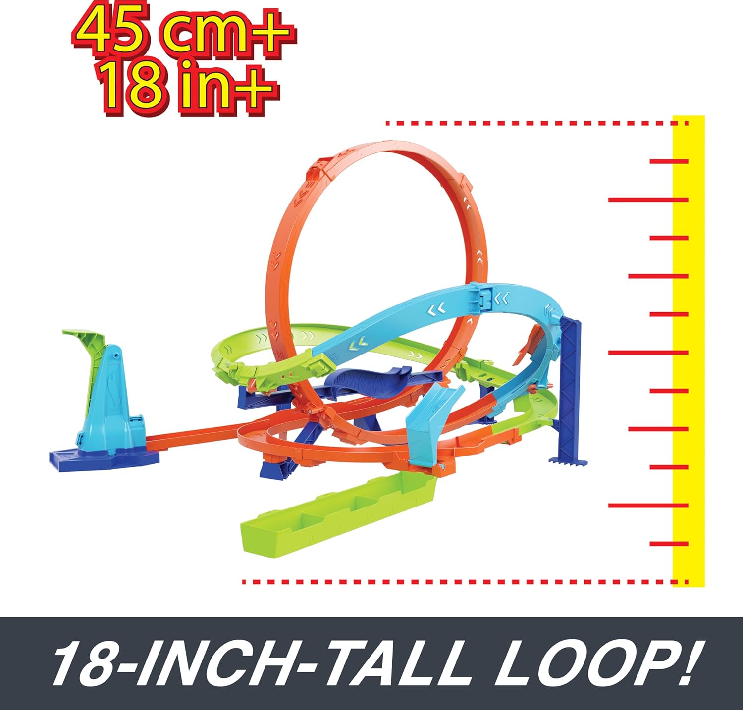 مجموعة مسار سيارات لعبة Hot Wheels ومجموعة ألعاب Action Loop Cyclone Challenge ومركبة بمقياس 1:64 
