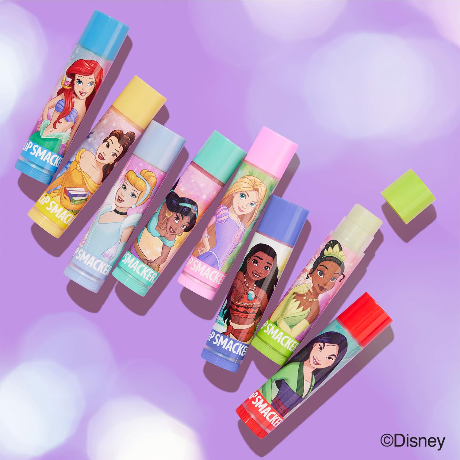 Lip Smacker Disney Princess Flavored Lip Balm Party Pack 8 Count, Clear, For Kids