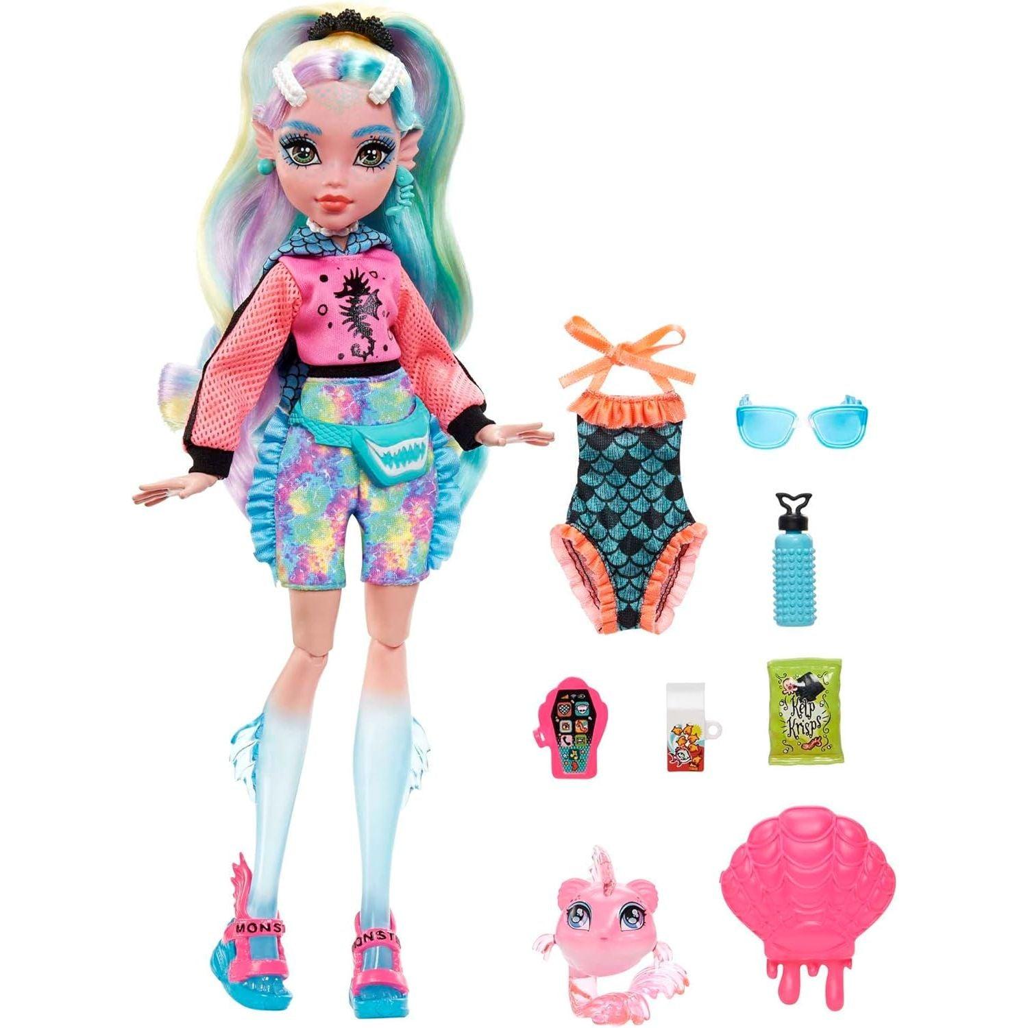 Mattel Monster High Lagoona Blue Fashion Doll with Colorful Streaked Hair, Signature Look, Accessories & Pet Piranha