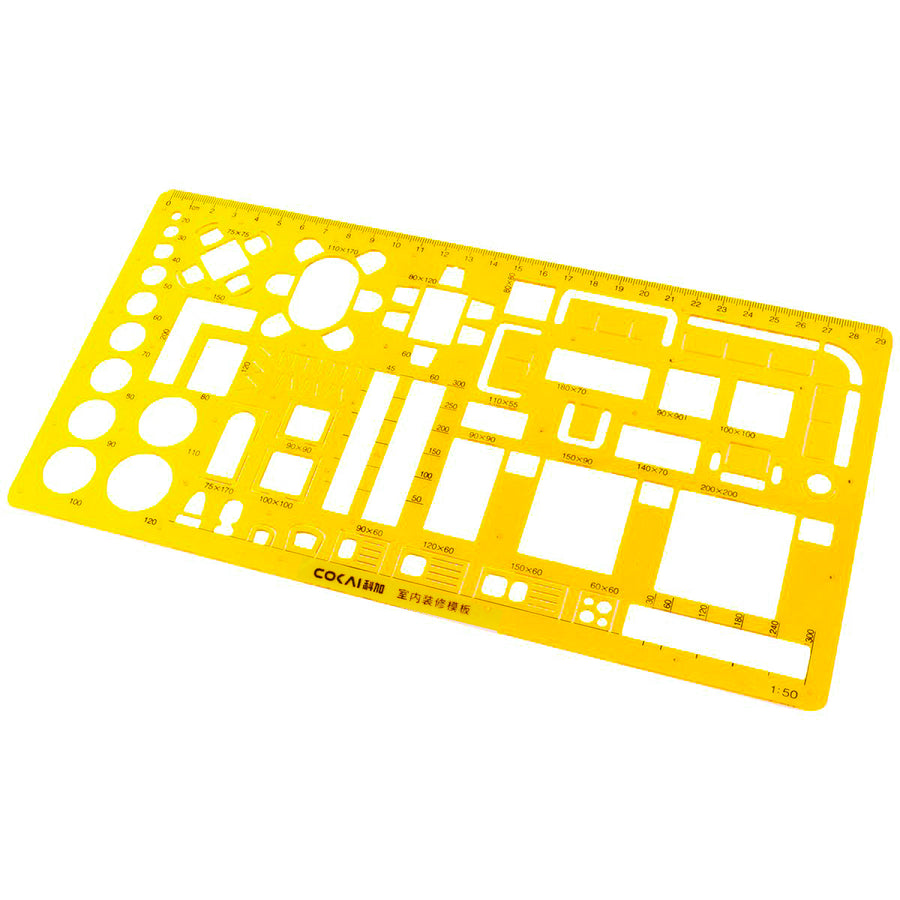 HAND KJ-016 Plastic Interior Architectural Technical Drawing Furniture Kitchen Symbols for Floor Plan Design Drawing Shapes Template Stencil - 29cm