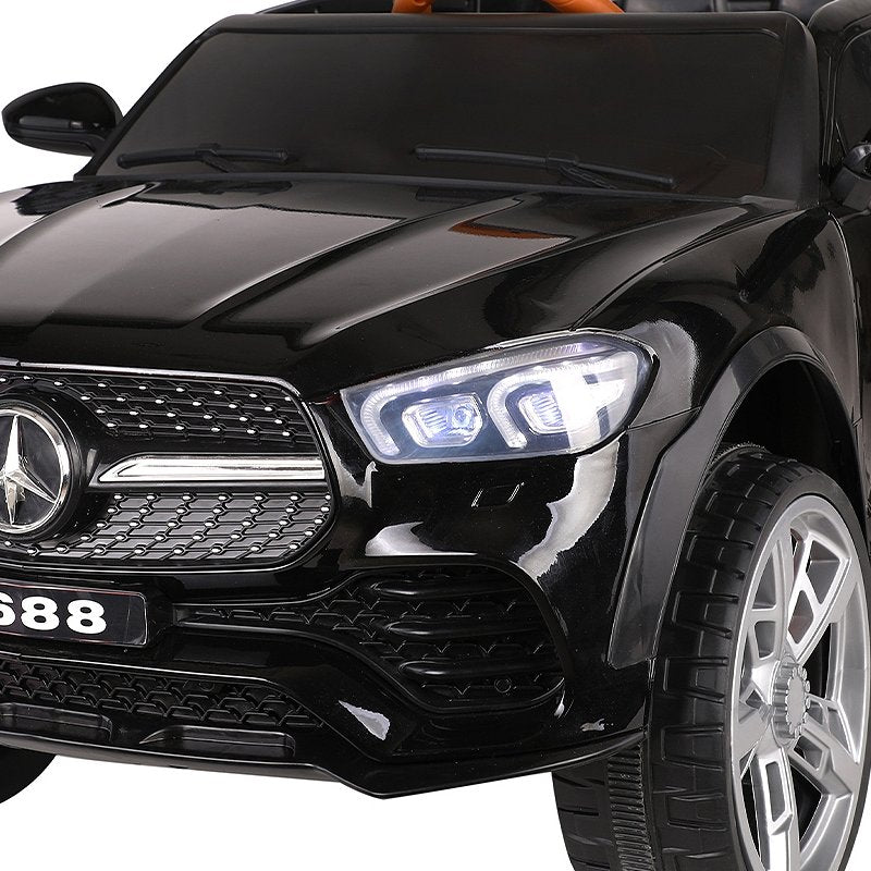 12V Electric Ride-On SUV Car for Kids with Remote Control, Bluetooth, USB, SD, and Leather Seat – Black