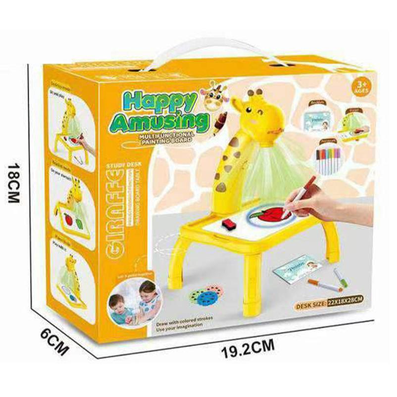 Children Led Projector Art Drawing Table STEAM Kids Painting Board Desk - Yellow