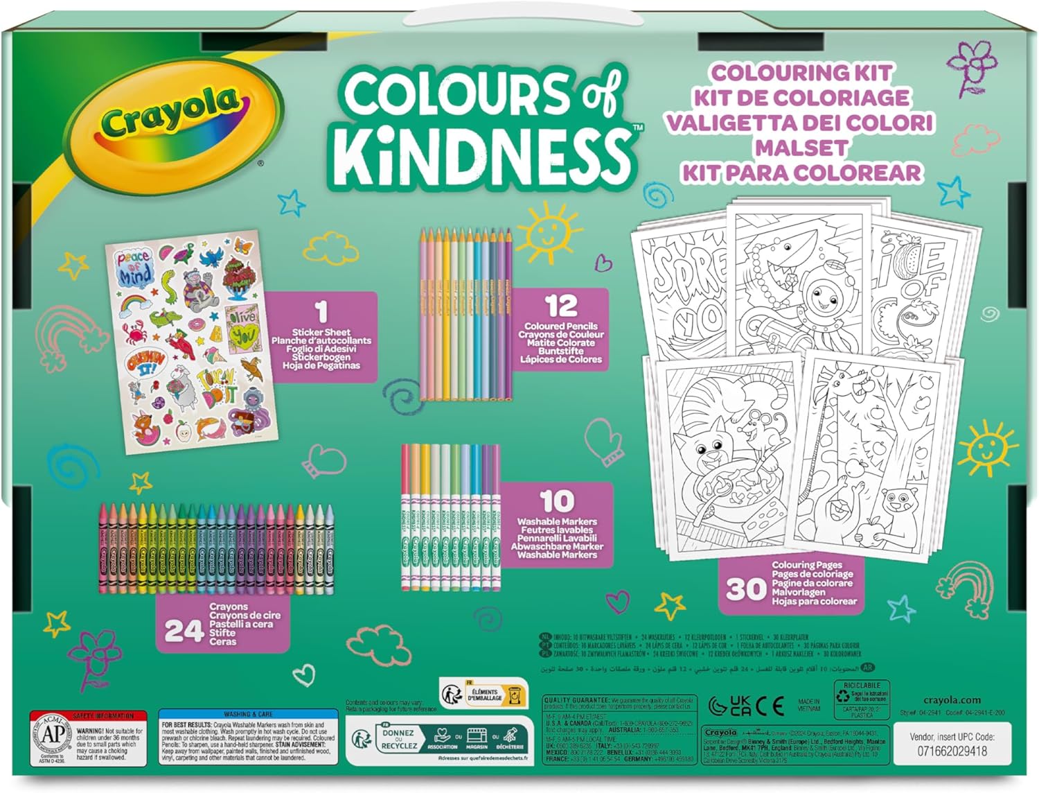 Crayola Colours of Kindess Colour Box, 70 Pieces+, Marker, Wax Crayon, Pencil, Colouring Sheets and Stickers