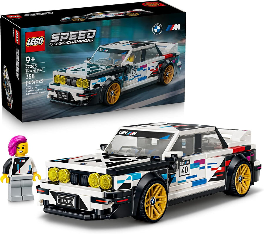 لعبة بناء سيارة BMW M3 (E30) من LEGO Speed Champions | للأولاد والبنات من 9 سنوات فما فوق، سيارة ألعاب مفصلة للأطفال، نموذج للعب أو العرض، 358 قطعة - 77263