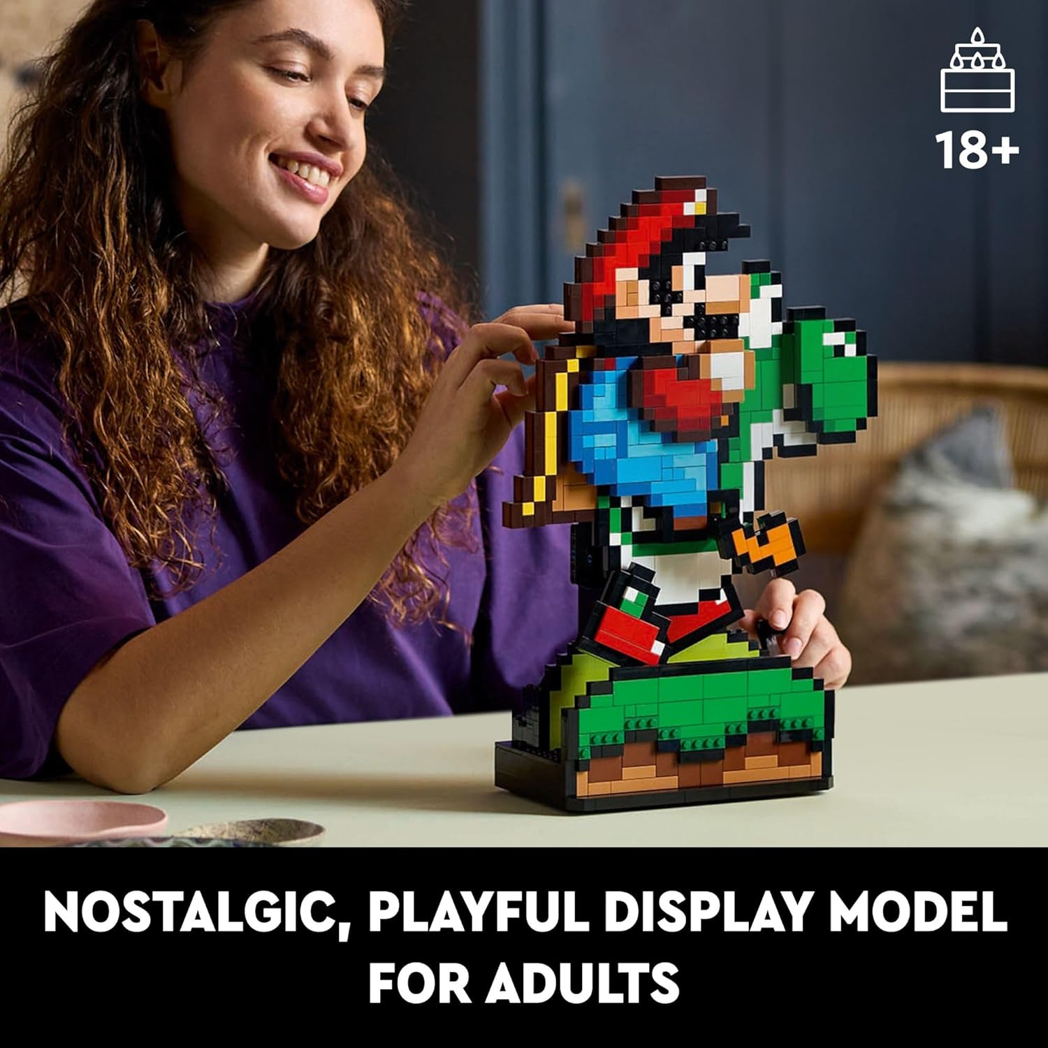 LEGO 71438 Super Mario World: Mario & Yoshi Nintendo Gift for Adult Fans, Mario Collectible Playset, Pixelated Nintendo Figures, Playful Display Model, Fun Room Décor, 71438